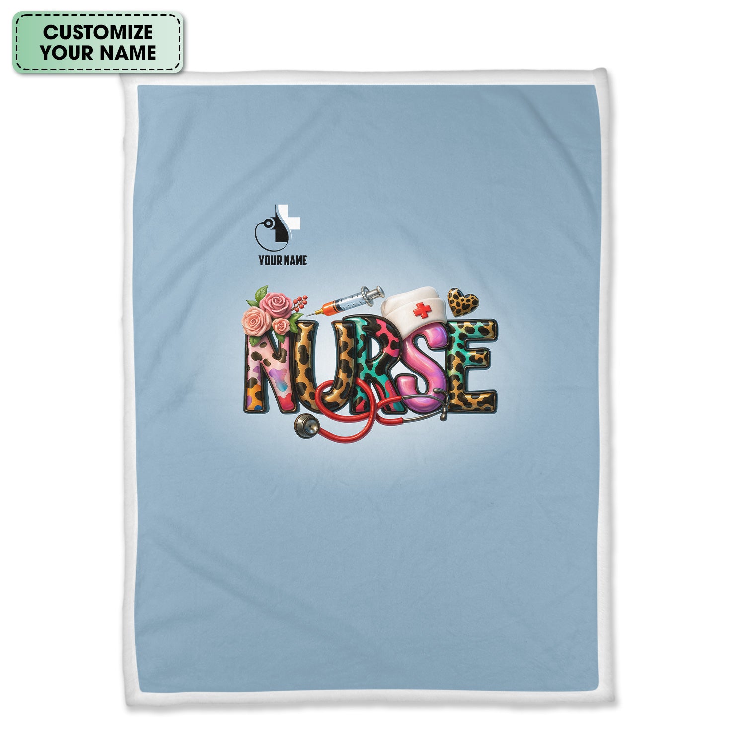 Funny Nurse Blanket for RN CNA LPN - Personalized Medical Theme with Colorful Letters and Stethoscope - Appreciation Gift for Women in Healthcare