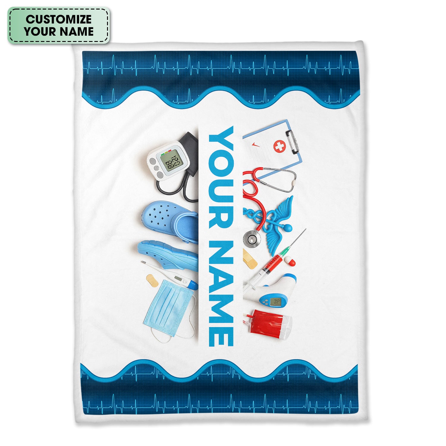 Personalized Nurse Blanket with Medical Tools Design - Custom Name Gift for RN CNA LPN Women - Cozy Appreciation Throw for Healthcare Workers and Medical Professionals