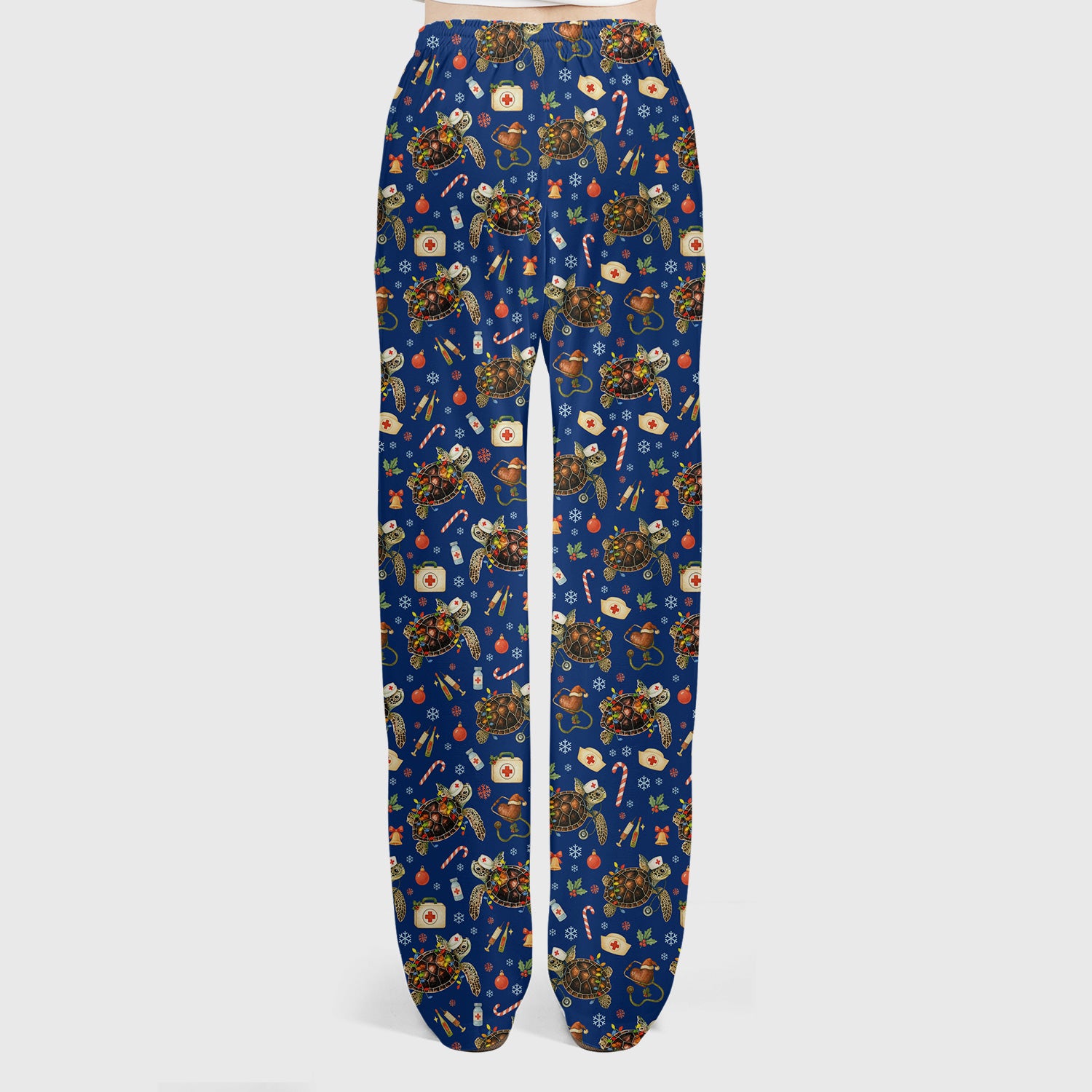 Christmas Turtle Scrub Set for Women - Cute Sea Turtle Nursing Pants and V Neck Top - Festive Holiday Gift for CNA LPN RN