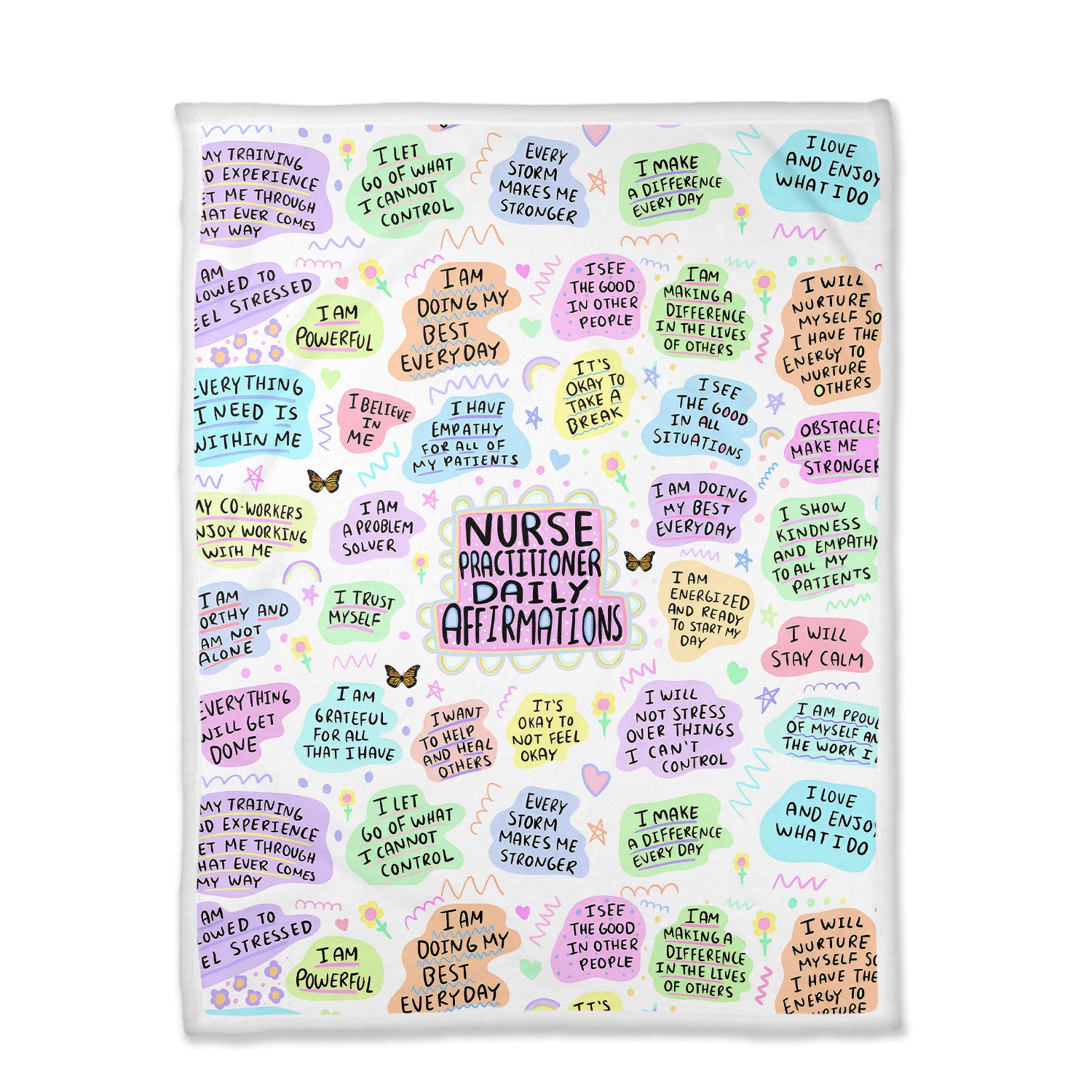 Cute Nurse Affirmation Blanket - Empowering Quotes Pastel Design - Uplifting Gift for Compassionate Nurses