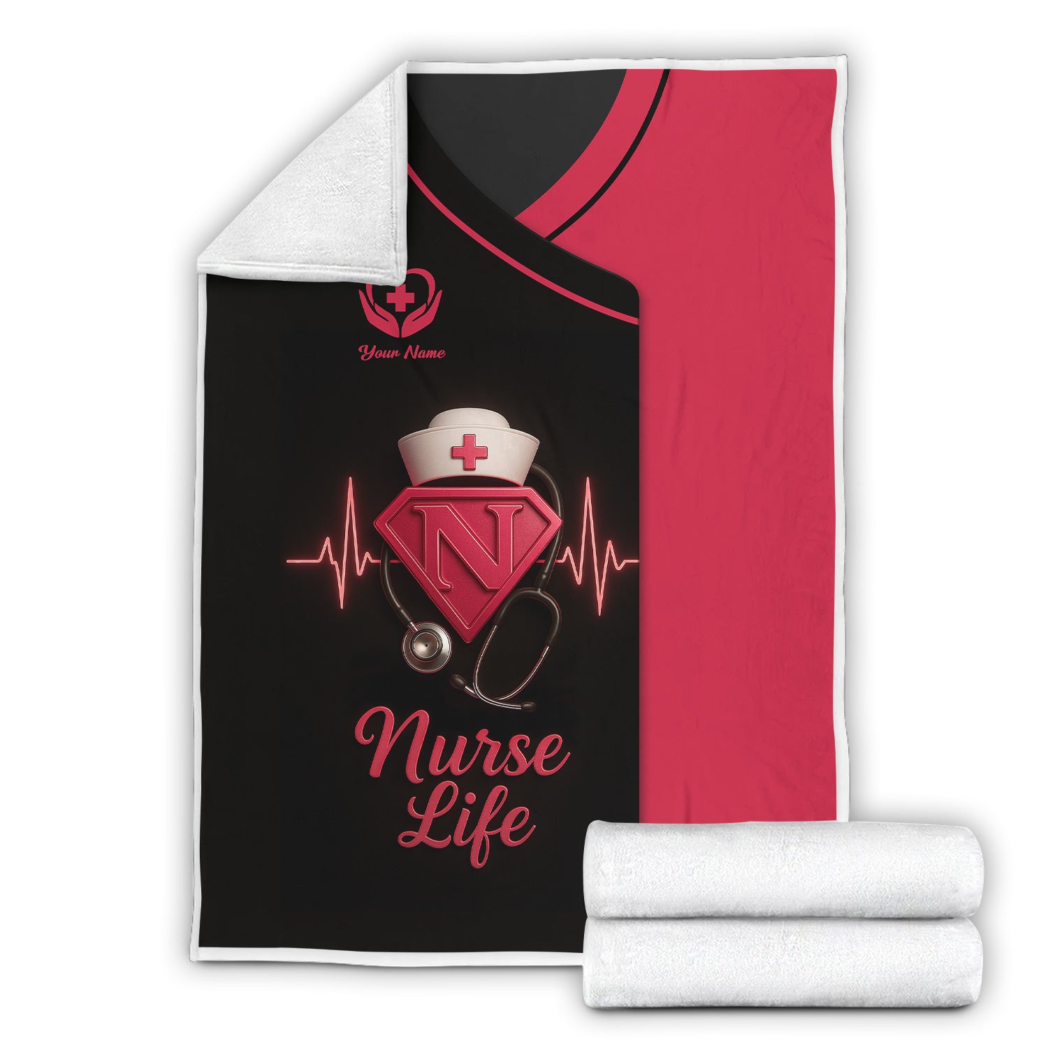 Personalized Nurse Blanket - Nurse Life Heartbeat Design - Ideal for Appreciating Healthcare Heroes