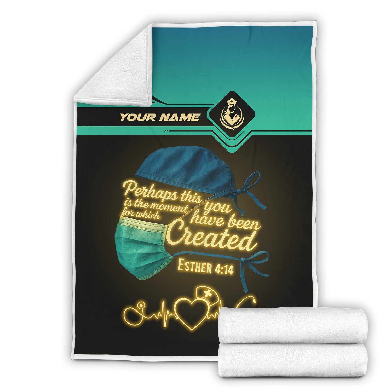 Nurse Blanket with Name and Scripture - Perhaps This is the Moment - Esther 4:14 Religious Gift