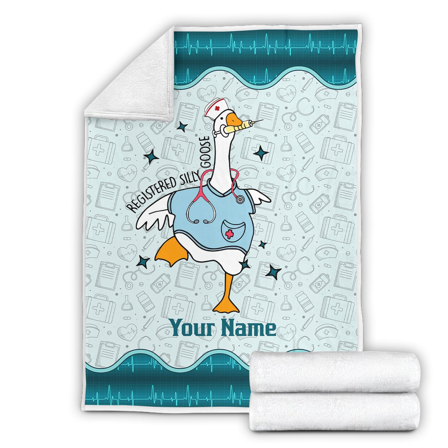 Personalized Silly Goose Nurse Blanket - Registered Silly Goose Design - Funny Gift for Healthcare Workers, Nurses, and RN LPN