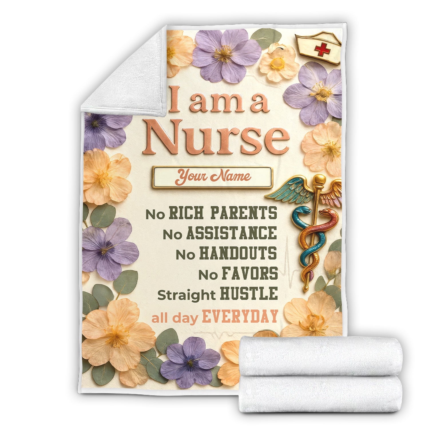 Custom Nurse Blanket for RN CNA LPN - Personalized Gift for Strong Women in Healthcare - Motivational Nurse Quote Blanket