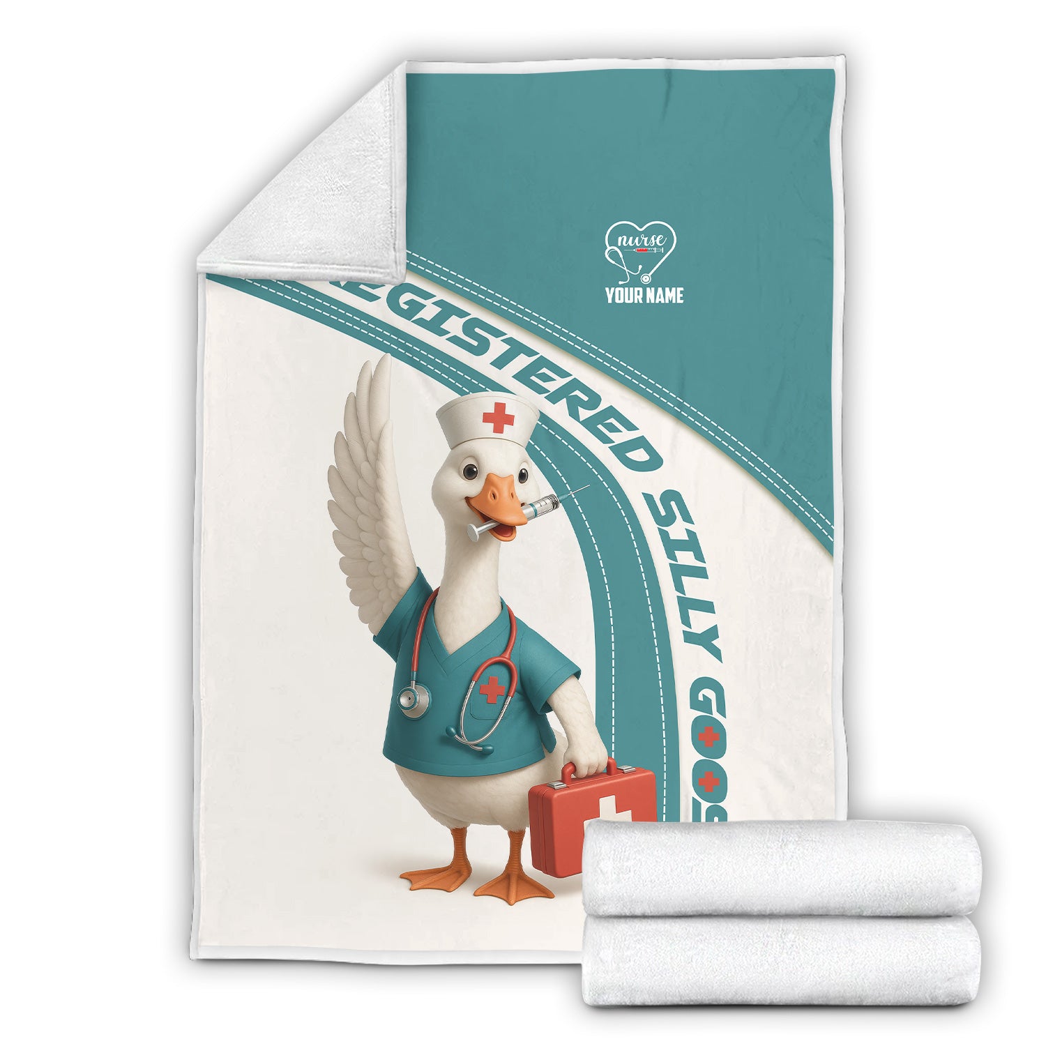Personalized Registered Nurse Blanket - Silly Goose Design for Nurse Gifts - Customizable Gift for LPNs & Healthcare Heroes
