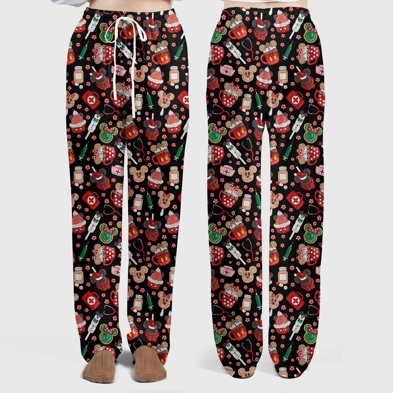 Gingerbread Christmas Scrub Set - Funny Cookies Candy Cupcake Pants and V Neck Top - Holiday Med Uniform RN CNA LPN