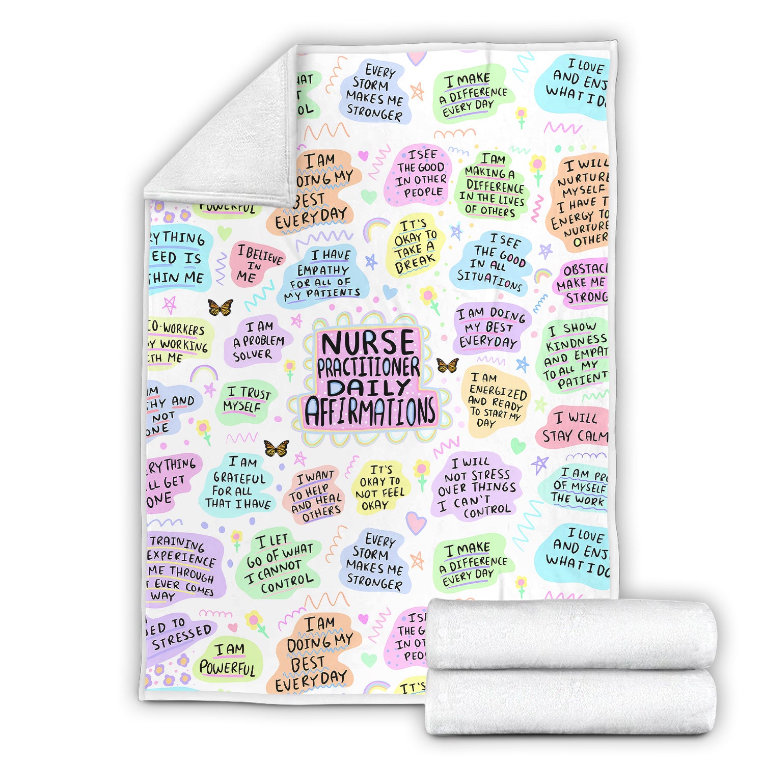 Cute Nurse Affirmation Blanket - Empowering Quotes Pastel Design - Uplifting Gift for Compassionate Nurses