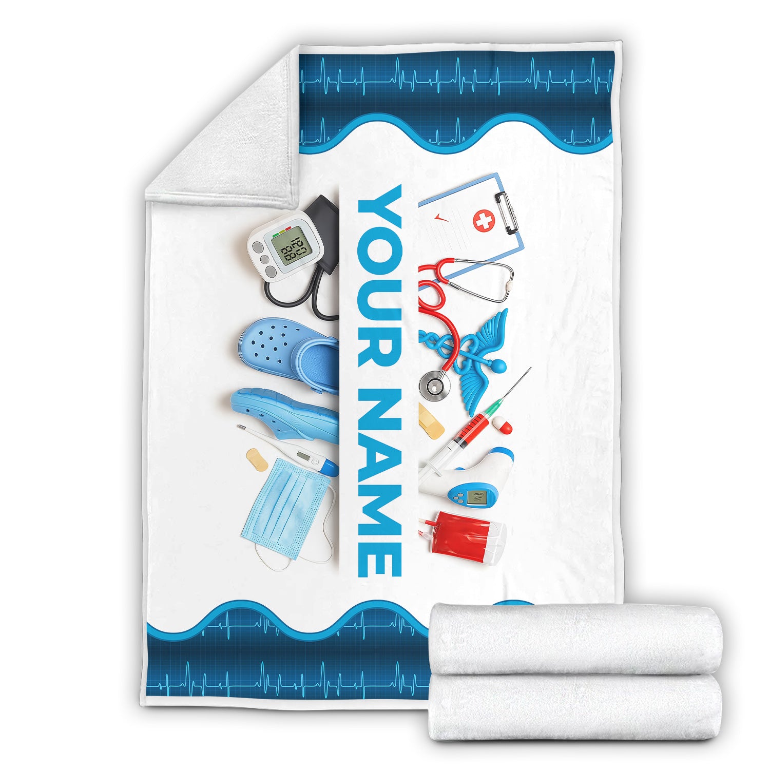 Personalized Nurse Blanket with Medical Tools Design - Custom Name Gift for RN CNA LPN Women - Cozy Appreciation Throw for Healthcare Workers and Medical Professionals