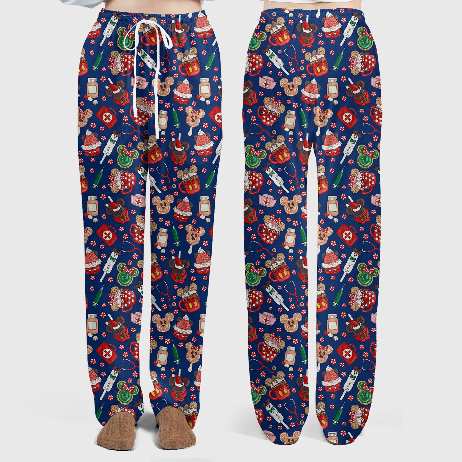 Gingerbread Christmas Scrub Set - Funny Cookies Candy Cupcake Pants and V Neck Top - Holiday Med Uniform RN CNA LPN