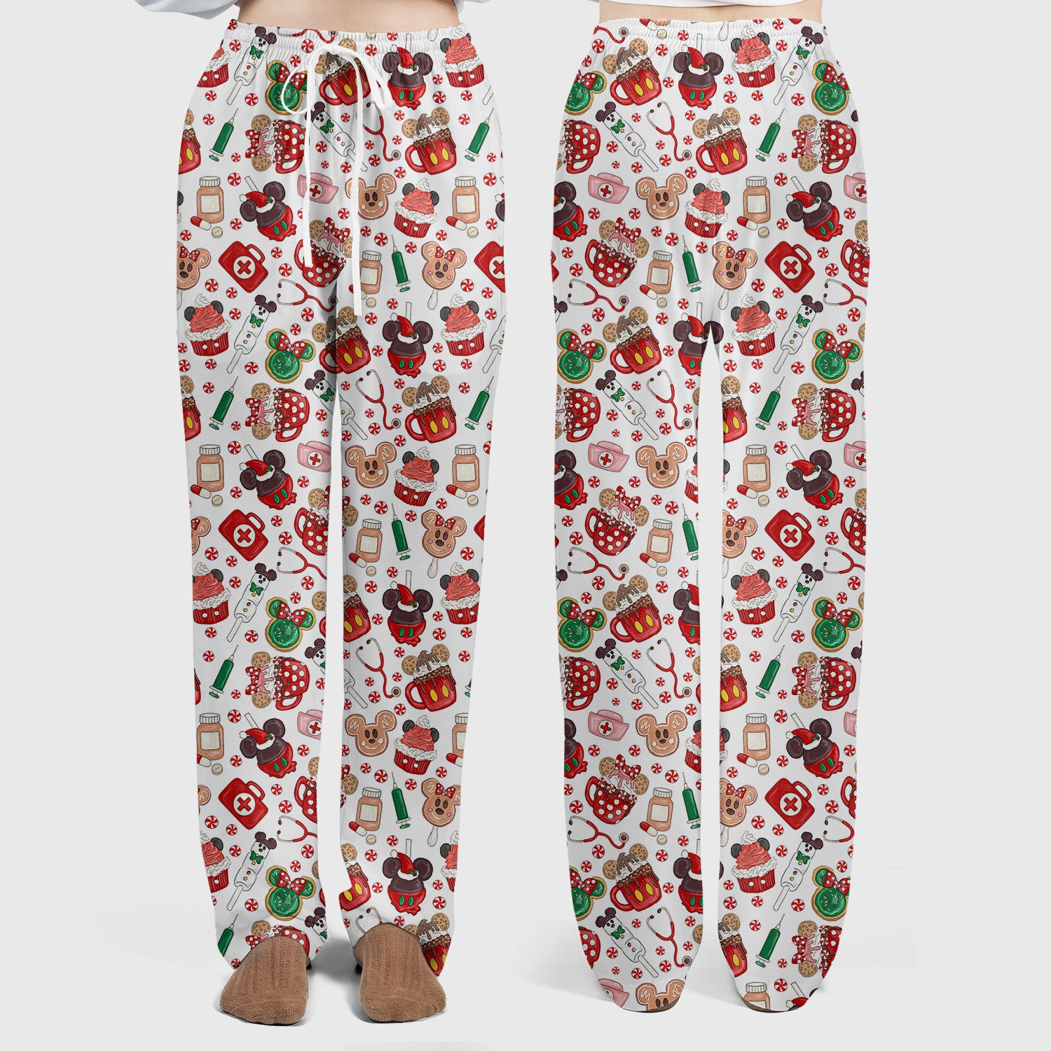 Gingerbread Christmas Scrub Set - Funny Cookies Candy Cupcake Pants and V Neck Top - Holiday Med Uniform RN CNA LPN