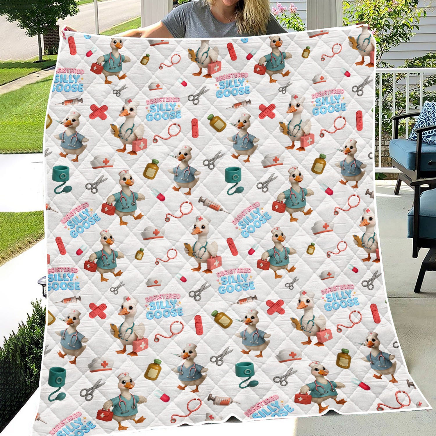 Custom Name Nurse Blanket Funny Gift - Registered Silly Goose Throw for RN LPN CNA - Cute Personalized Blanket for Women Nurse Life Decor