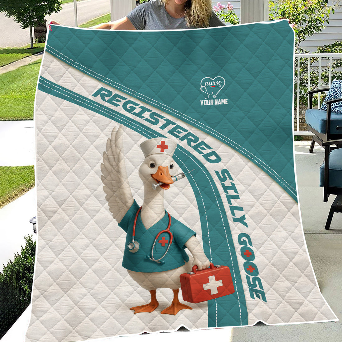 Personalized Registered Nurse Blanket - Silly Goose Design for Nurse Gifts - Customizable Gift for LPNs & Healthcare Heroes