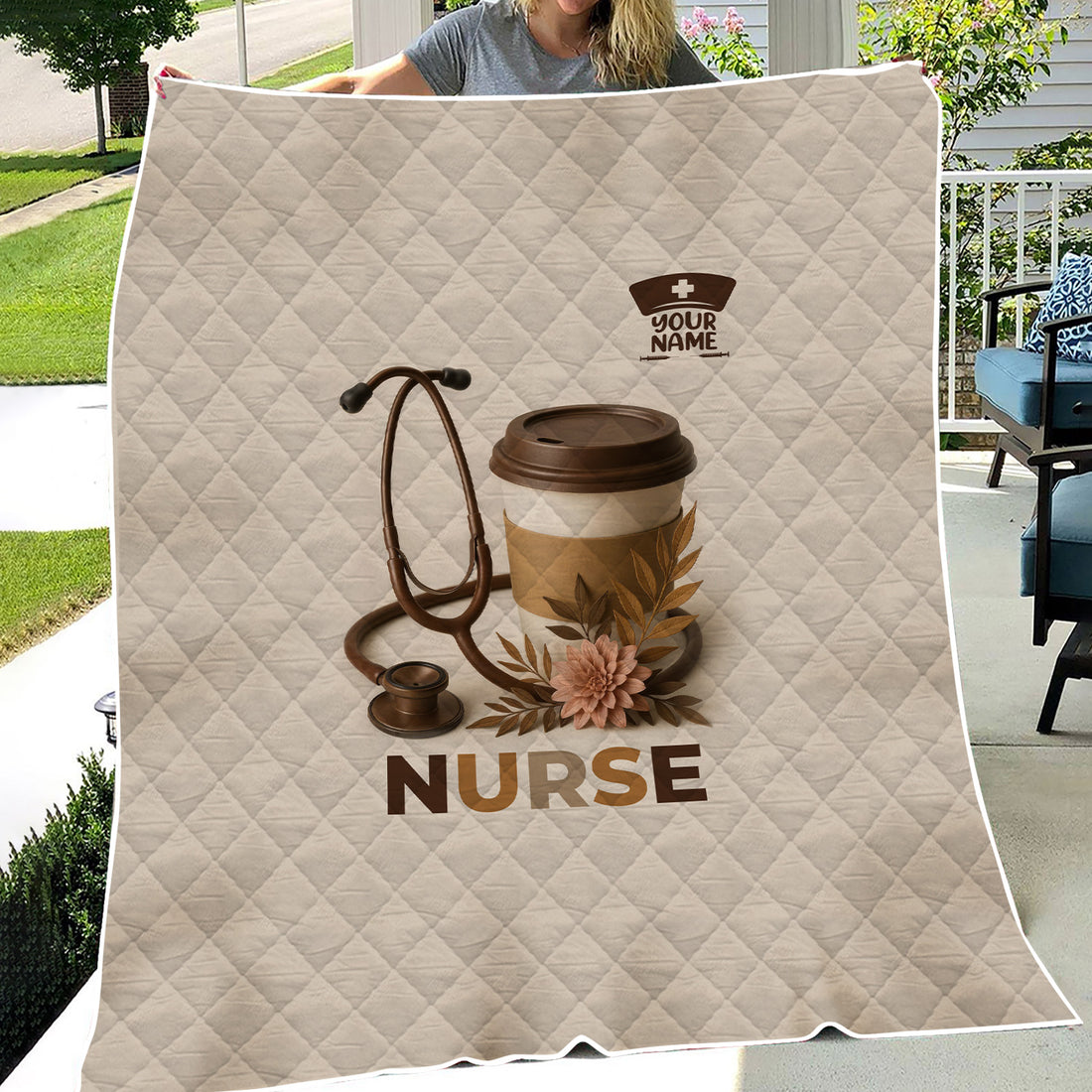 Nurse Life Coffee Lover Blanket - Soft Throw with Stethoscope Graphic - Great Gift for Healthcare Workers