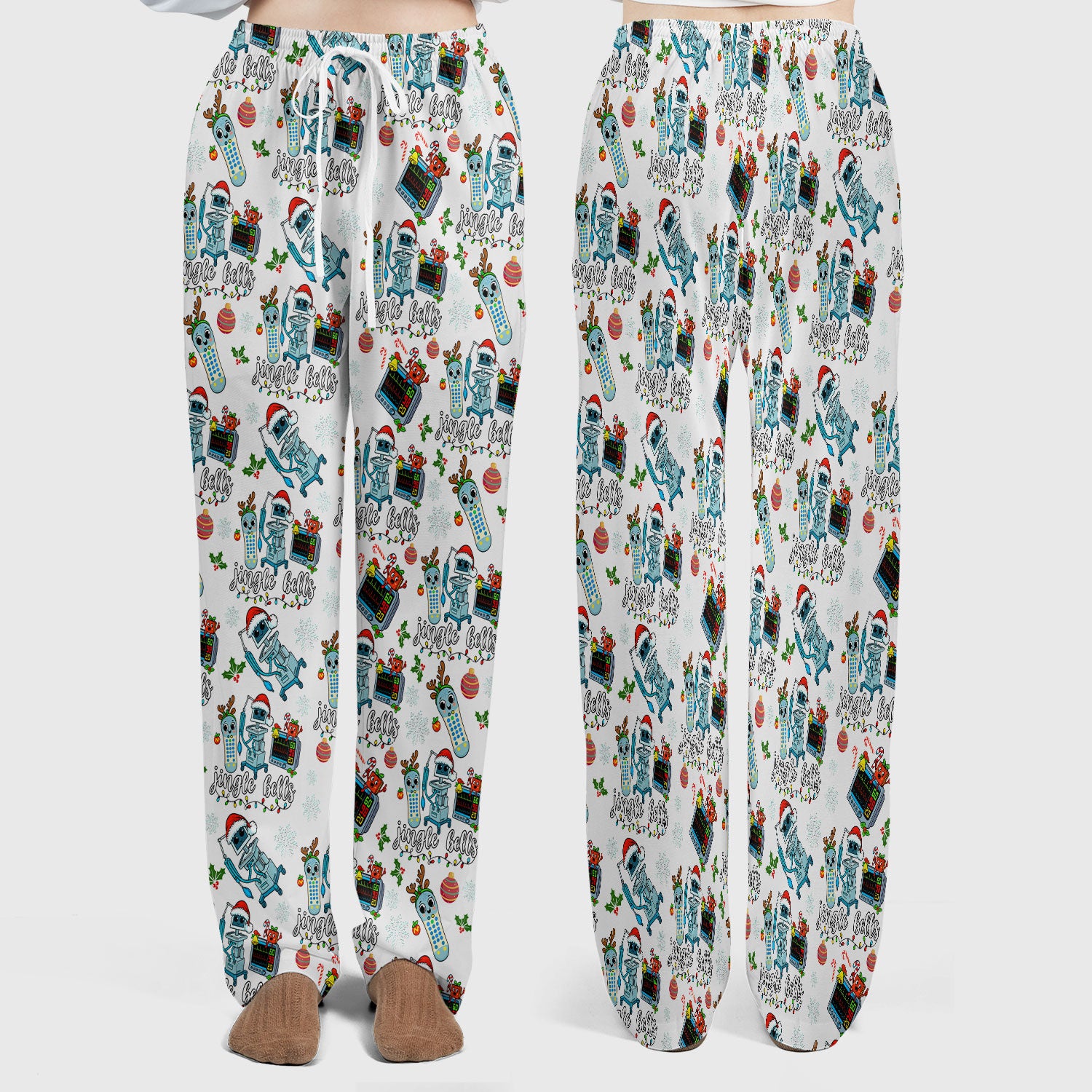 Christmas Women's Scrub Sets - Funny Jingle Bells Holiday Med Uniform - Merry Xmas Scrub Pants and V Neck Top