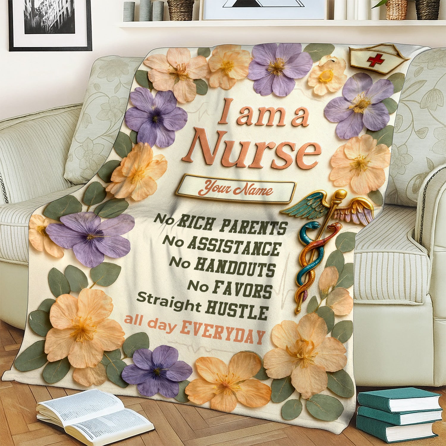 Custom Nurse Blanket for RN CNA LPN - Personalized Gift for Strong Women in Healthcare - Motivational Nurse Quote Blanket