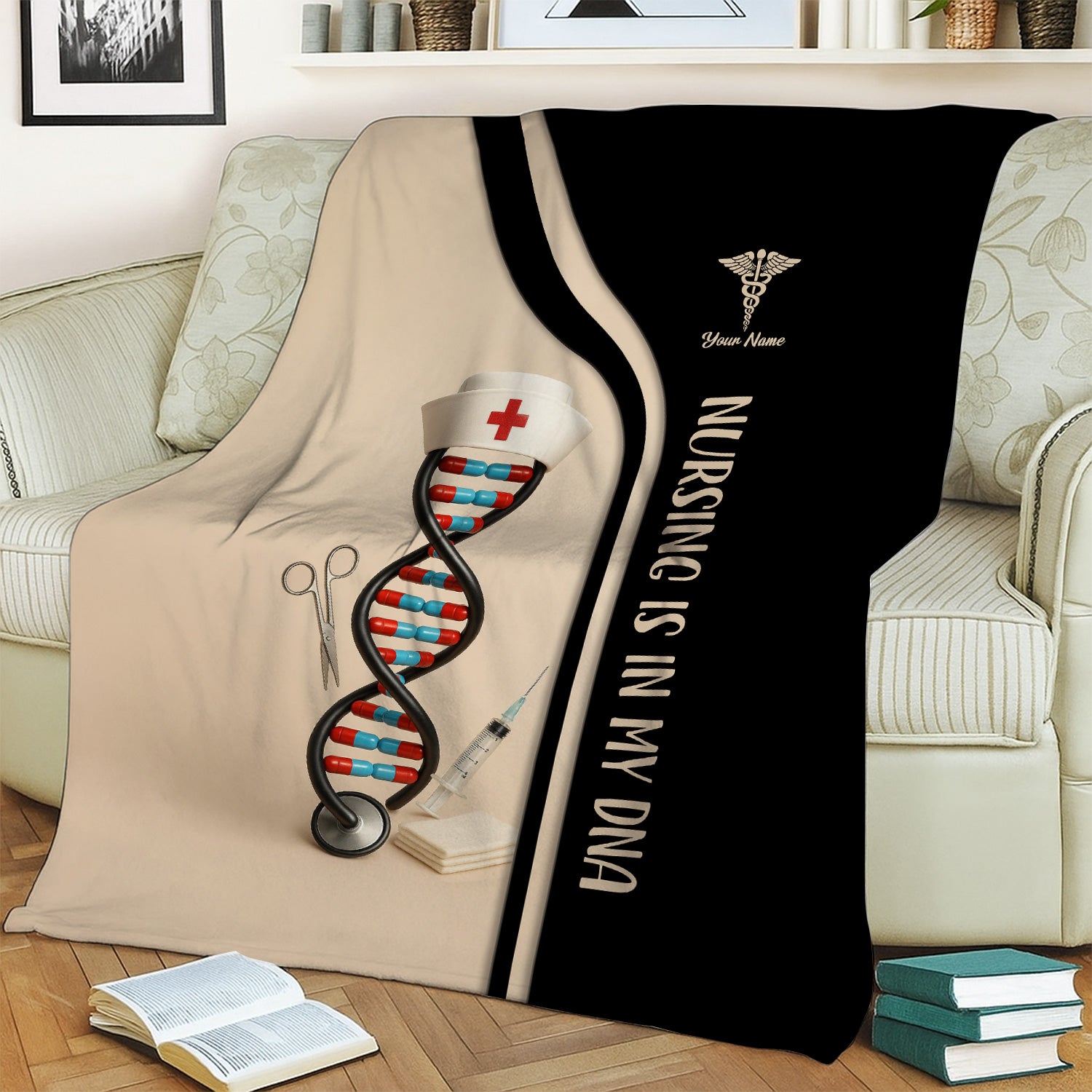Nursing Is In My DNA Blanket - Personalized Nurse Blanket - Best Gifts For Nurses