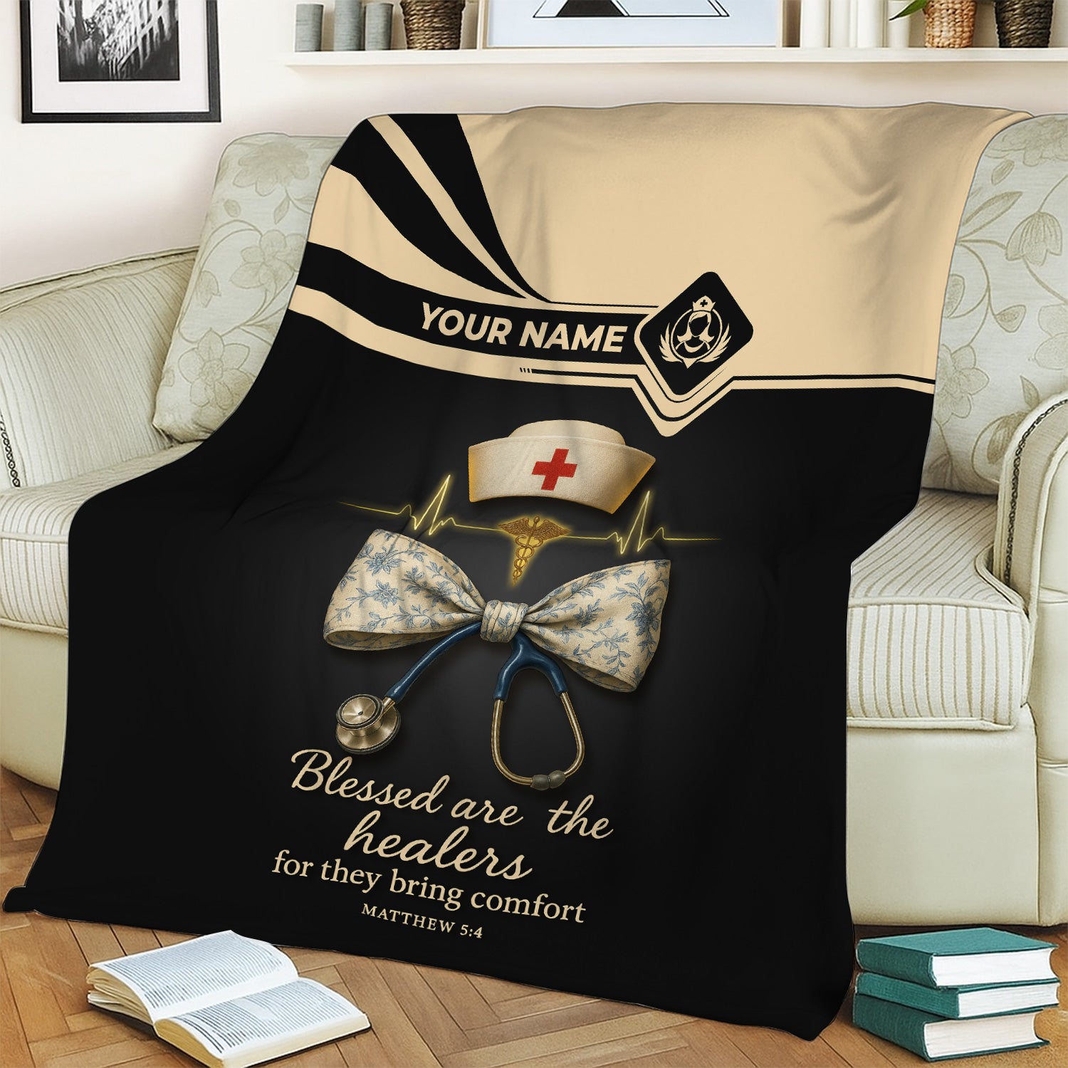 Personalized Nurse Blanket - Funny Happy Pill Design Throw - Gift for Women RN CNA LPN
