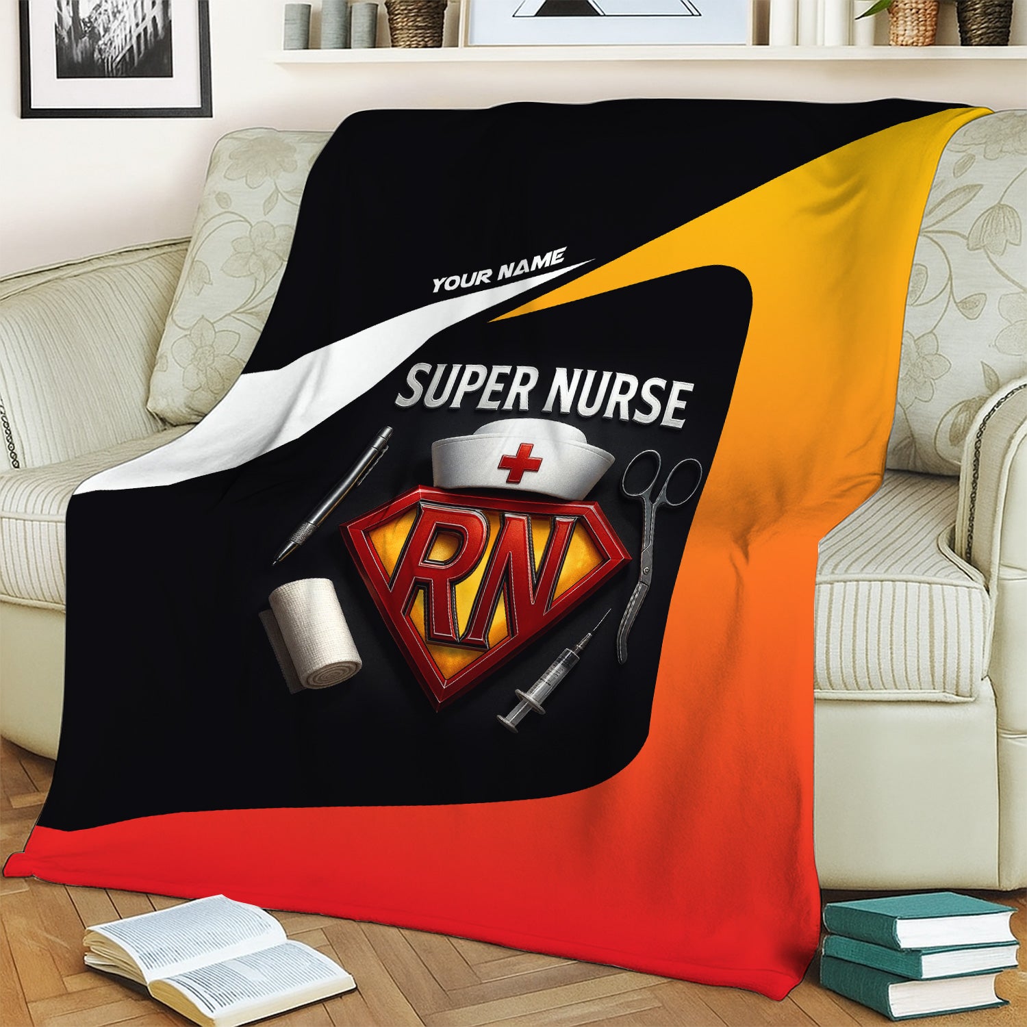Personalized RN Nurse Blanket - Super Hero Nurse Gift Idea - Nurse Appreciation Throw Blanket