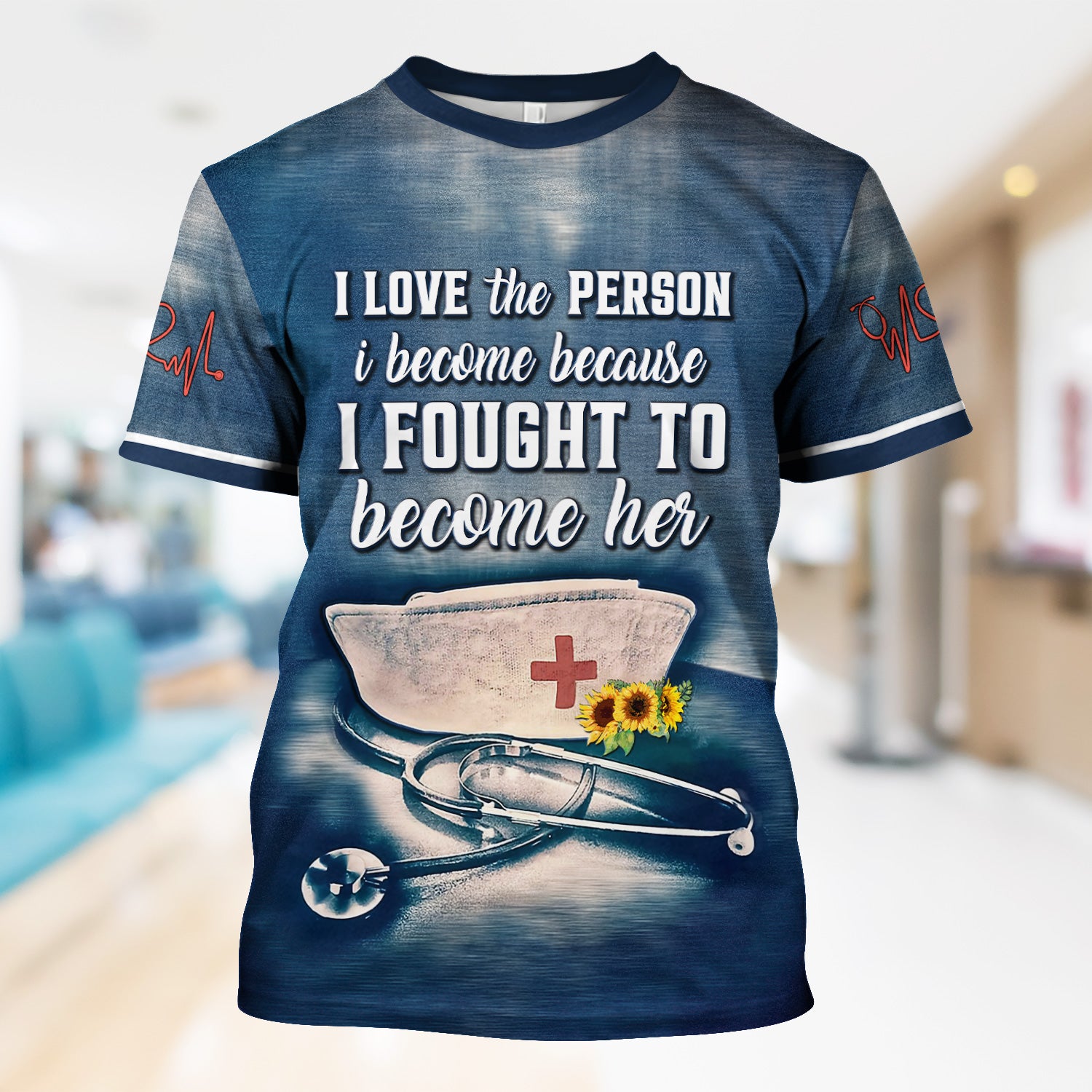Personalized Nurse Scrub Top for Women - I Love the Person I Become Quote - Gift for Nurse RN CNA Appreciation