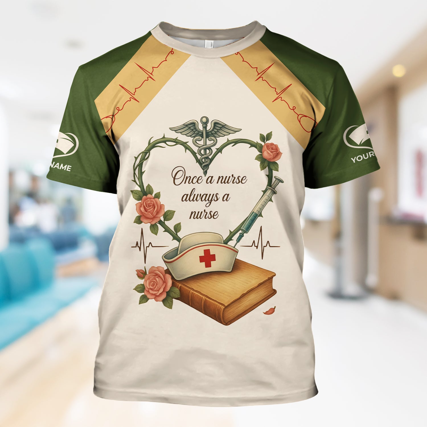 Personalized Nurse Shirt for Women - Once a Nurse Always a Nurse Graphic Tee - Gift for RN LPN CNA Nursing Staff