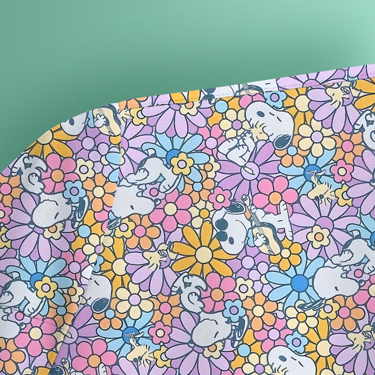 Cute Cartoon Dog Floral Scrub - Retro Daisy Flower Pattern V-Neck Top - Gift for Women Nurses & Pediatric Staff