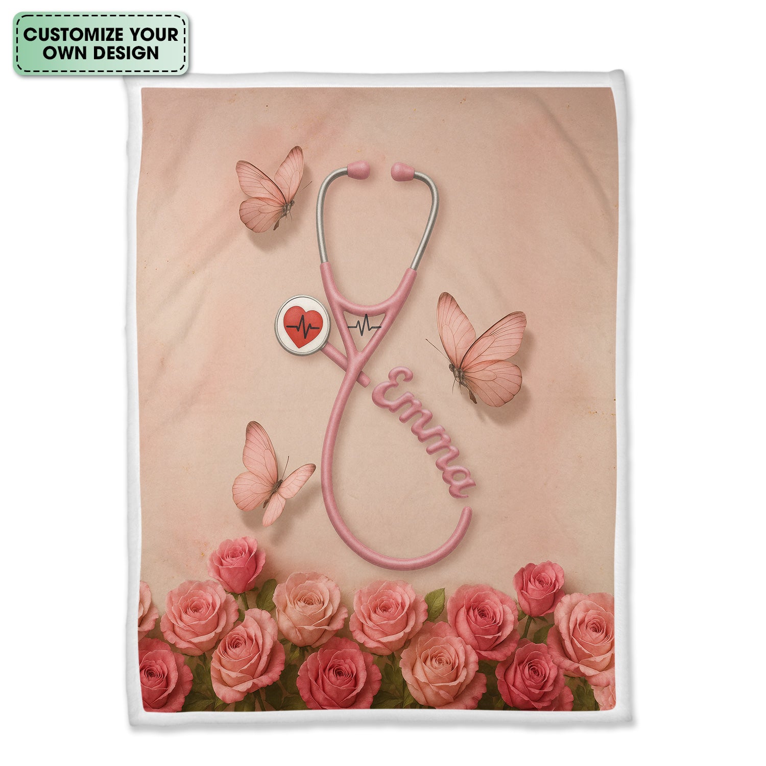 Personalized Nurse Blanket - Floral Nutrition Facts Throw - Perfect for Women Nurses RN CNA