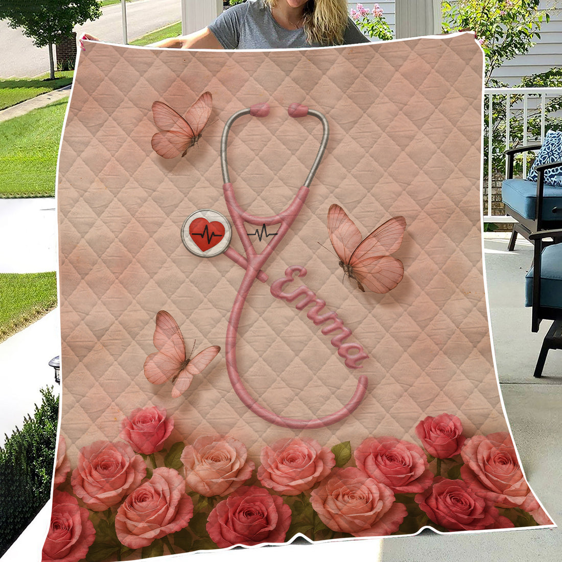 Personalized Nurse Blanket - Floral Nutrition Facts Throw - Perfect for Women Nurses RN CNA