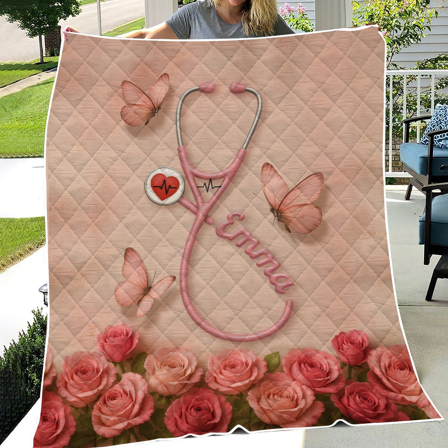 Personalized Nurse Blanket - Floral Nutrition Facts Throw - Perfect for Women Nurses RN CNA