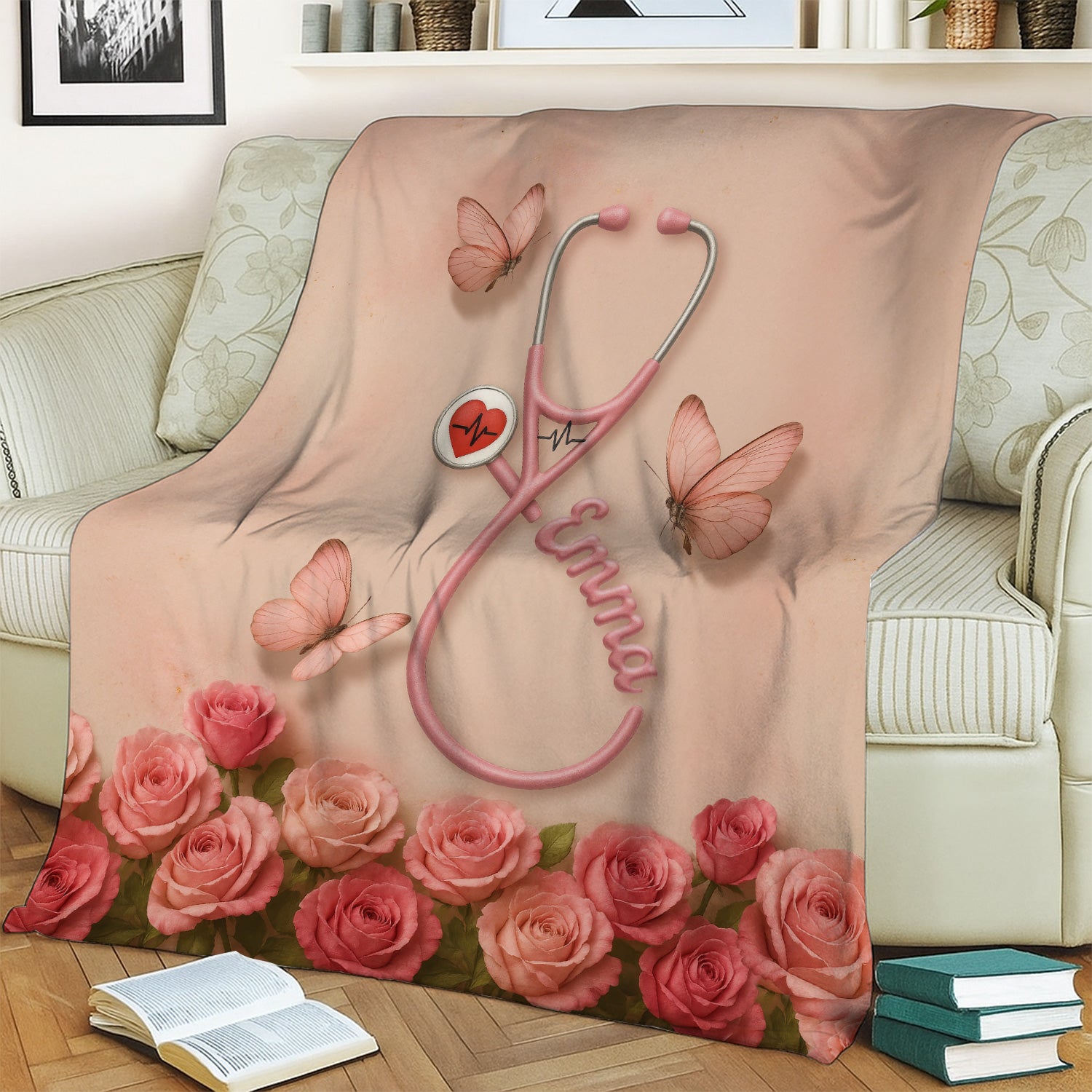 Personalized Nurse Blanket - Floral Nutrition Facts Throw - Perfect for Women Nurses RN CNA