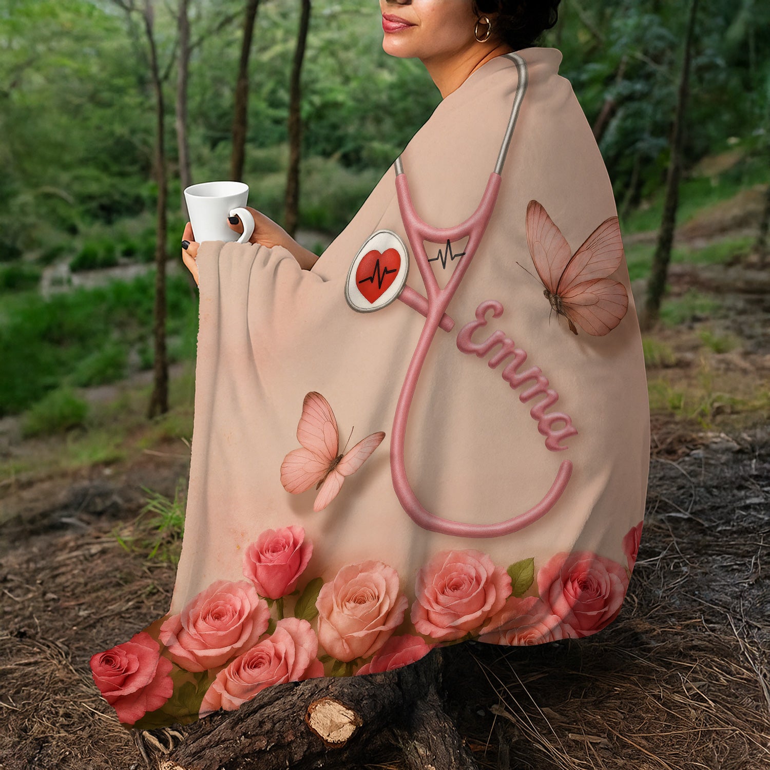 Personalized Nurse Blanket - Floral Nutrition Facts Throw - Perfect for Women Nurses RN CNA