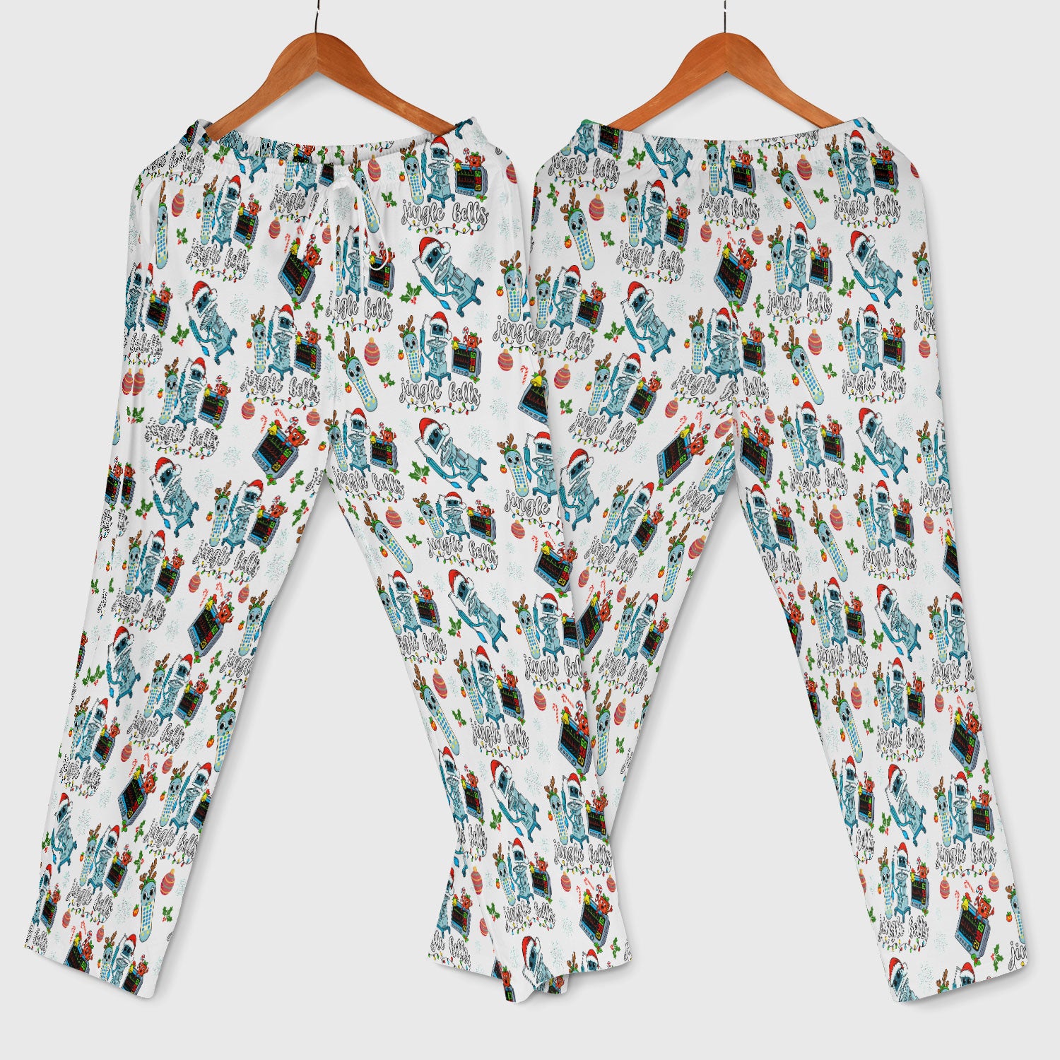 Christmas Women's Scrub Sets - Funny Jingle Bells Holiday Med Uniform - Merry Xmas Scrub Pants and V Neck Top