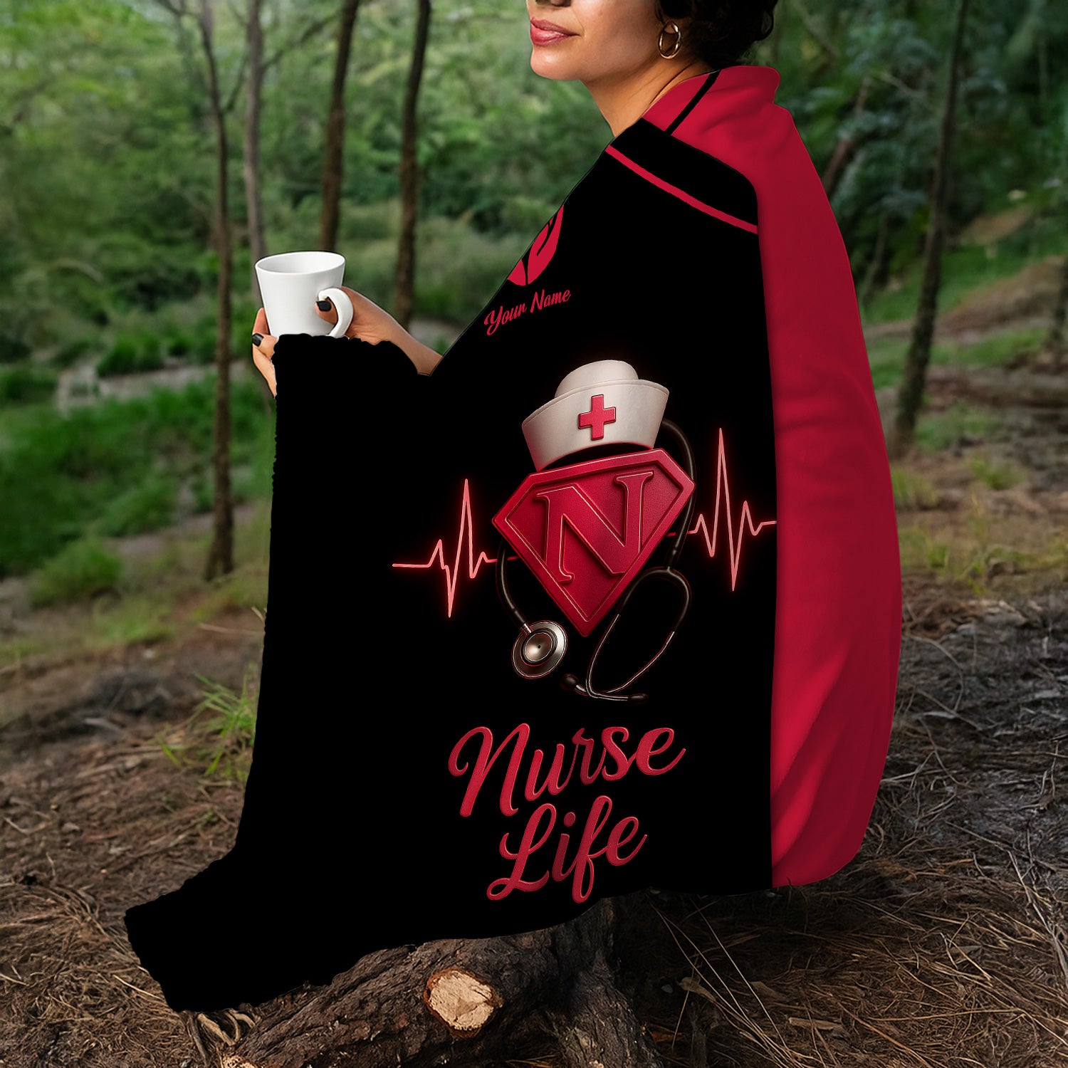 Personalized Nurse Blanket - Nurse Life Heartbeat Design - Ideal for Appreciating Healthcare Heroes