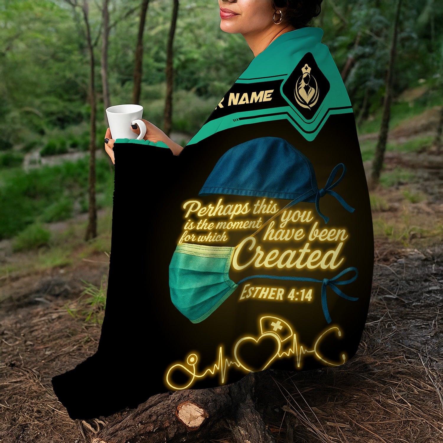 Nurse Blanket with Name and Scripture - Perhaps This is the Moment - Esther 4:14 Religious Gift