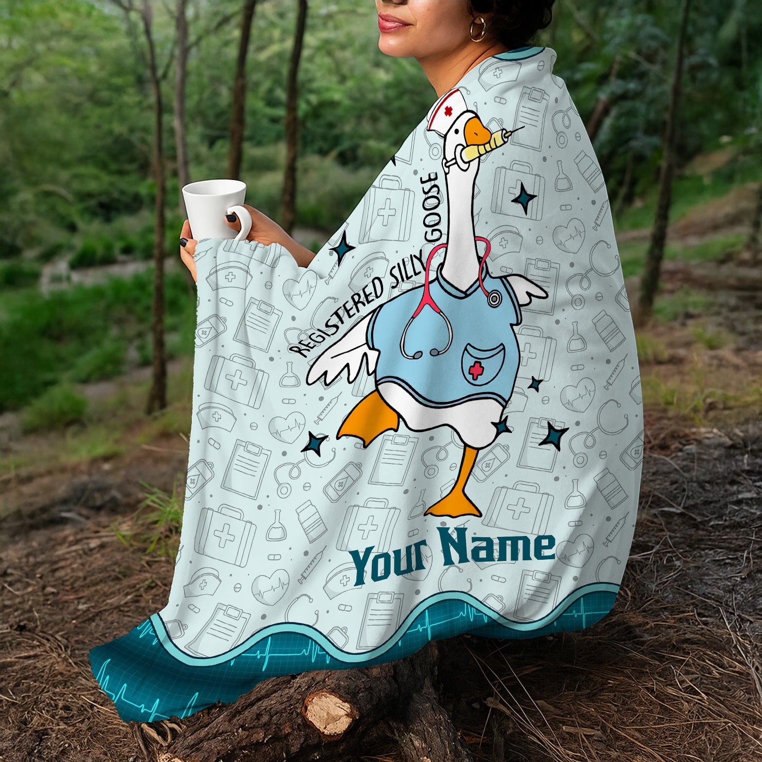 Personalized Silly Goose Nurse Blanket - Registered Silly Goose Design - Funny Gift for Healthcare Workers, Nurses, and RN LPN
