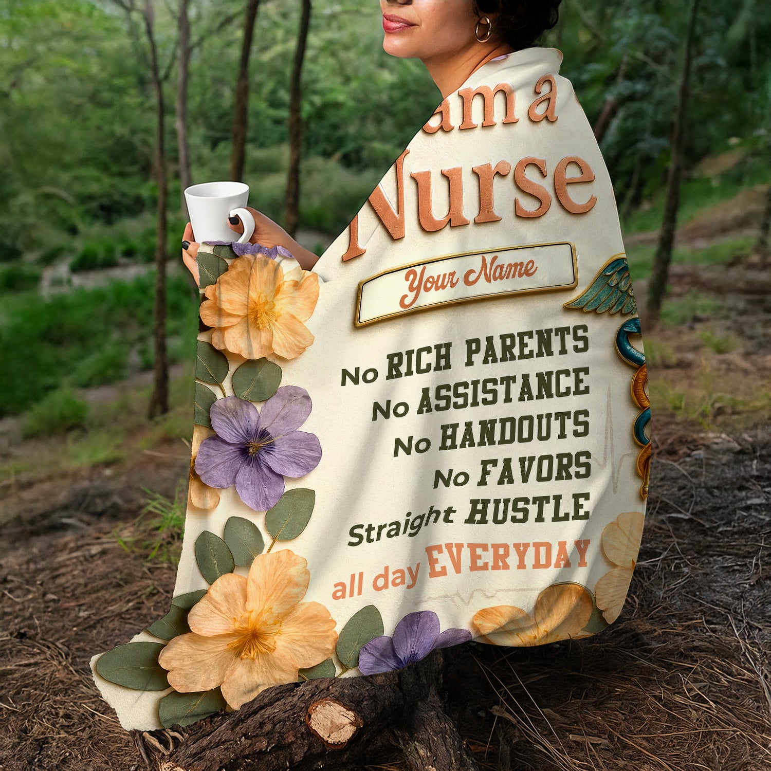 Custom Nurse Blanket for RN CNA LPN - Personalized Gift for Strong Women in Healthcare - Motivational Nurse Quote Blanket