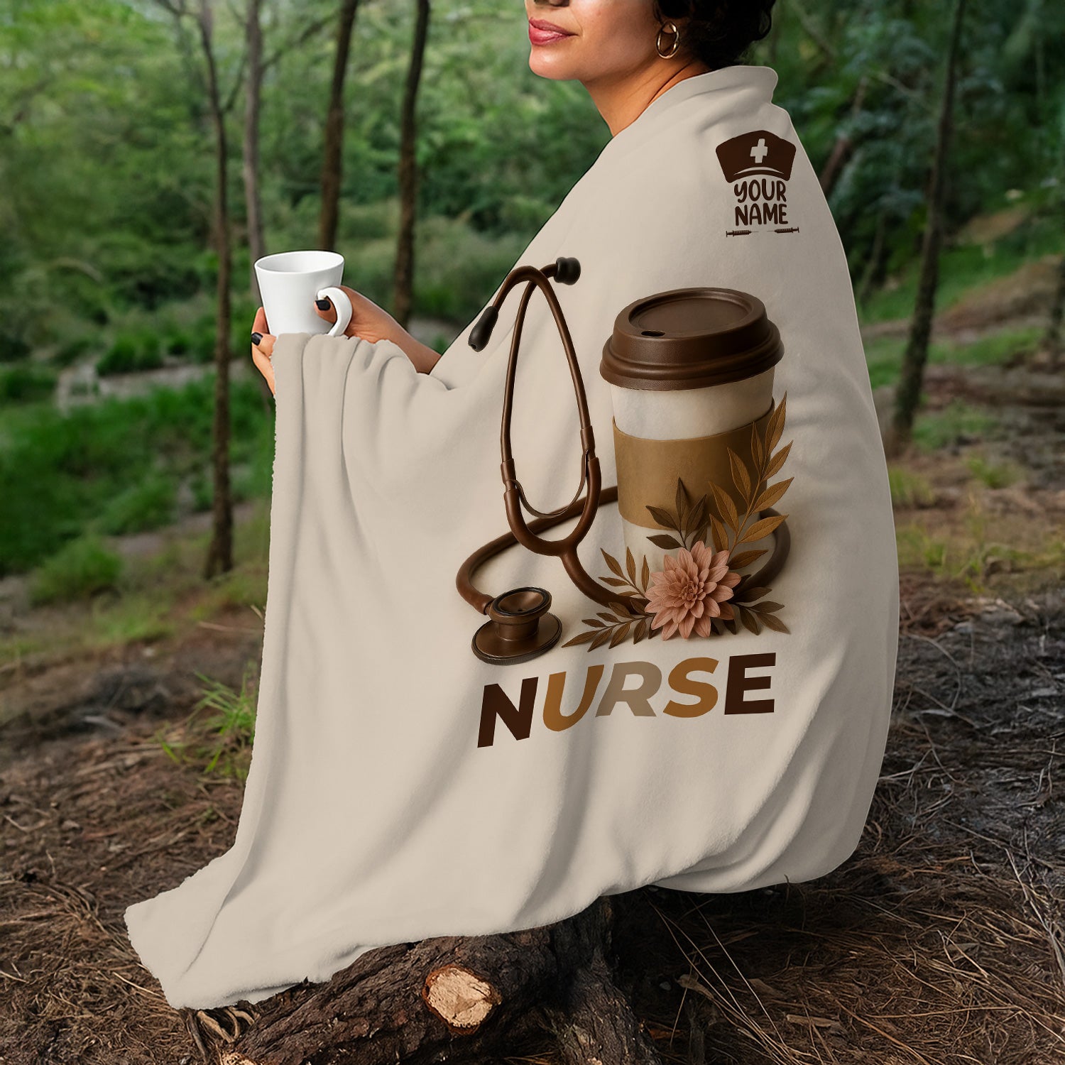 Nurse Life Coffee Lover Blanket - Soft Throw with Stethoscope Graphic - Great Gift for Healthcare Workers