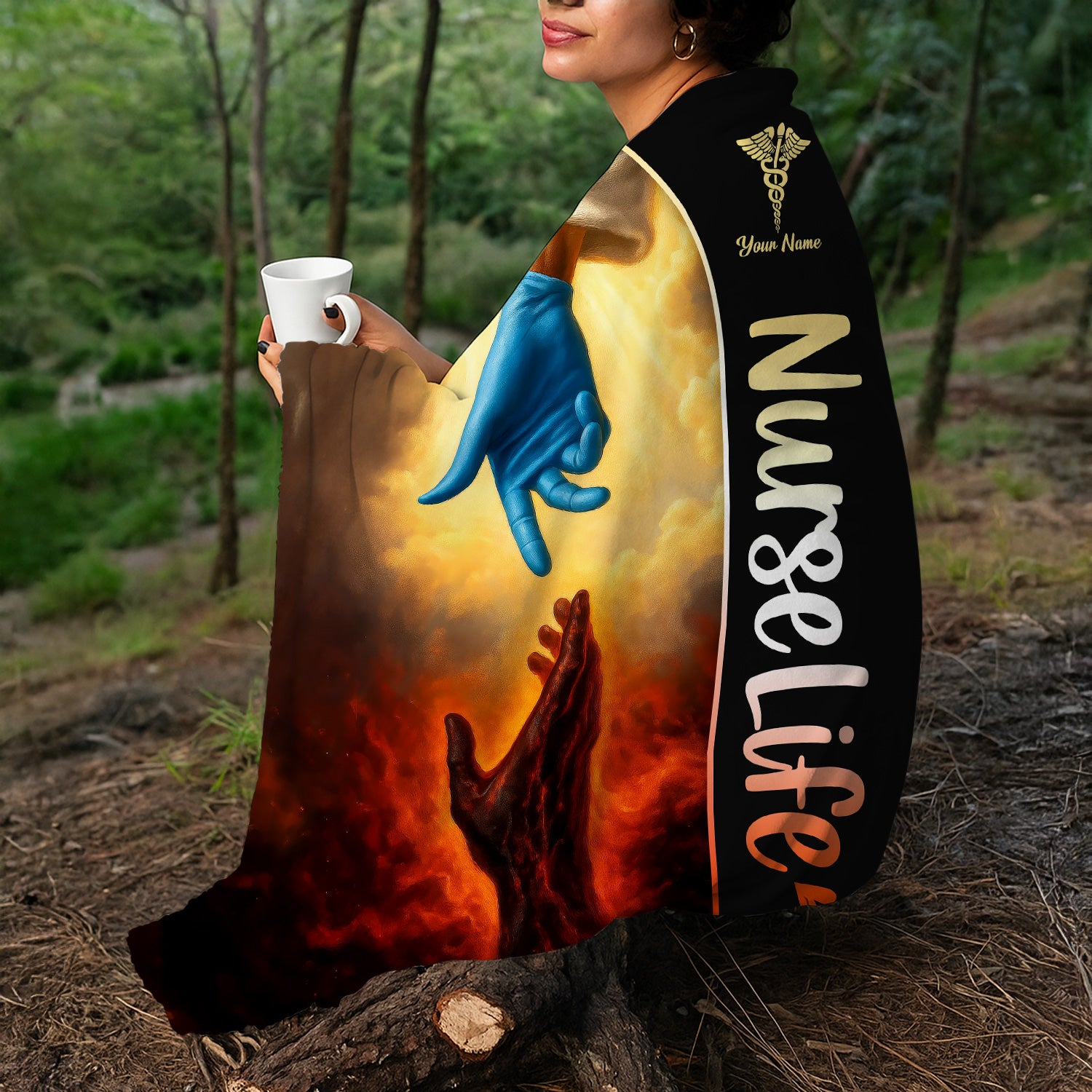 Custom Nurse Life Blanket for Women RN CNA LPN - God‰Ûªs Hand from Heaven Design - Faith-Based Gift for Christian Nurses and Medical Professionals