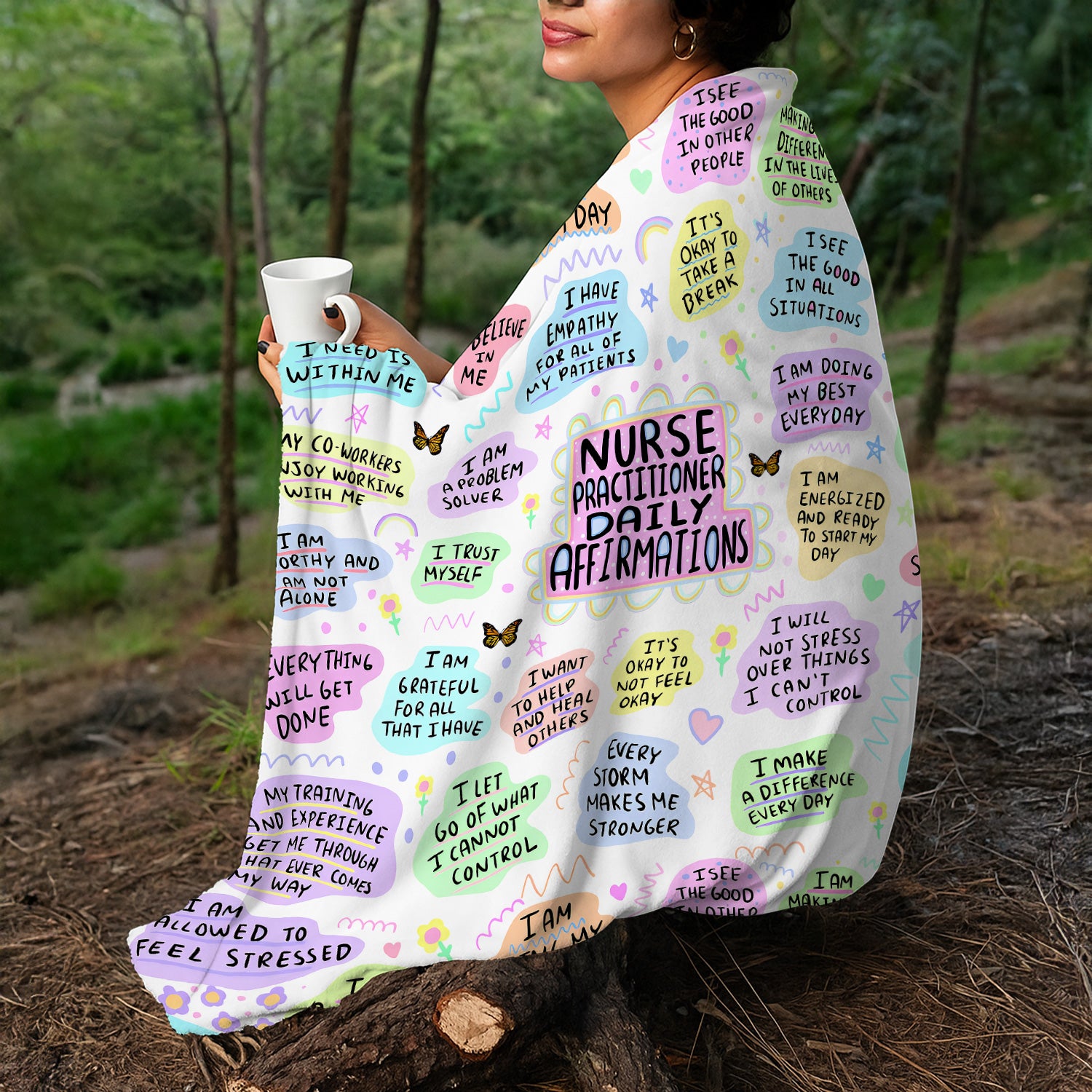 Cute Nurse Affirmation Blanket - Empowering Quotes Pastel Design - Uplifting Gift for Compassionate Nurses