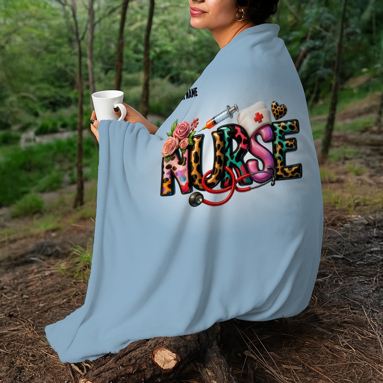 Funny Nurse Blanket for RN CNA LPN - Personalized Medical Theme with Colorful Letters and Stethoscope - Appreciation Gift for Women in Healthcare