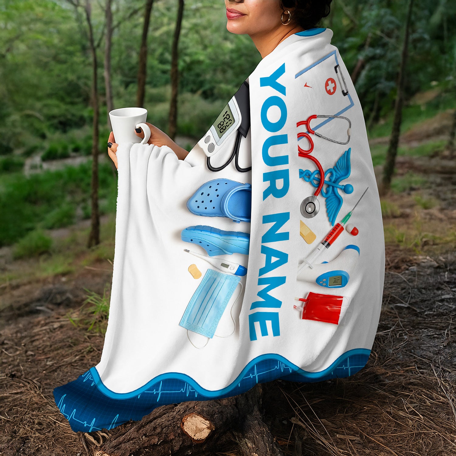 Personalized Nurse Blanket with Medical Tools Design - Custom Name Gift for RN CNA LPN Women - Cozy Appreciation Throw for Healthcare Workers and Medical Professionals