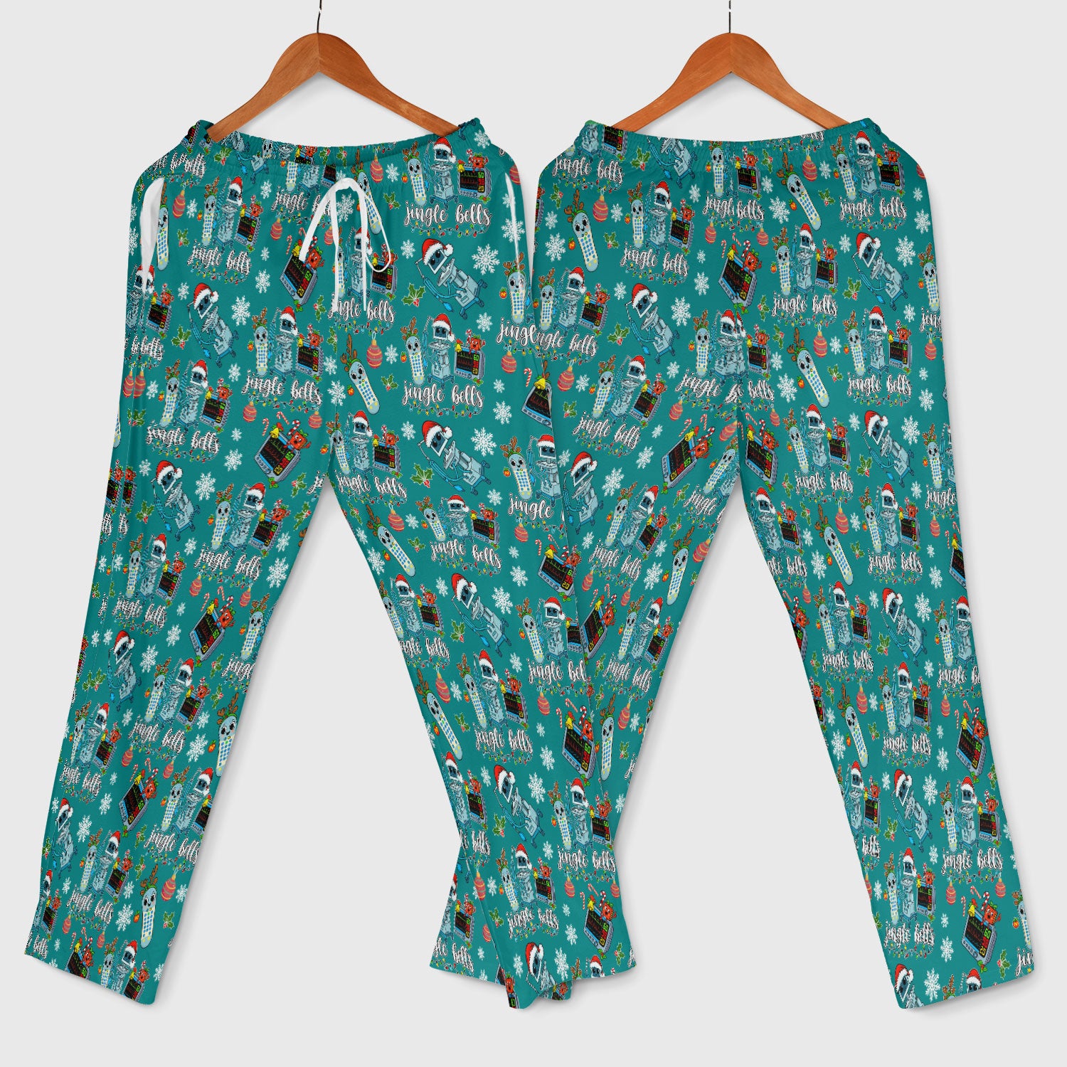 Christmas Women's Scrub Sets - Funny Jingle Bells Holiday Med Uniform - Merry Xmas Scrub Pants and V Neck Top