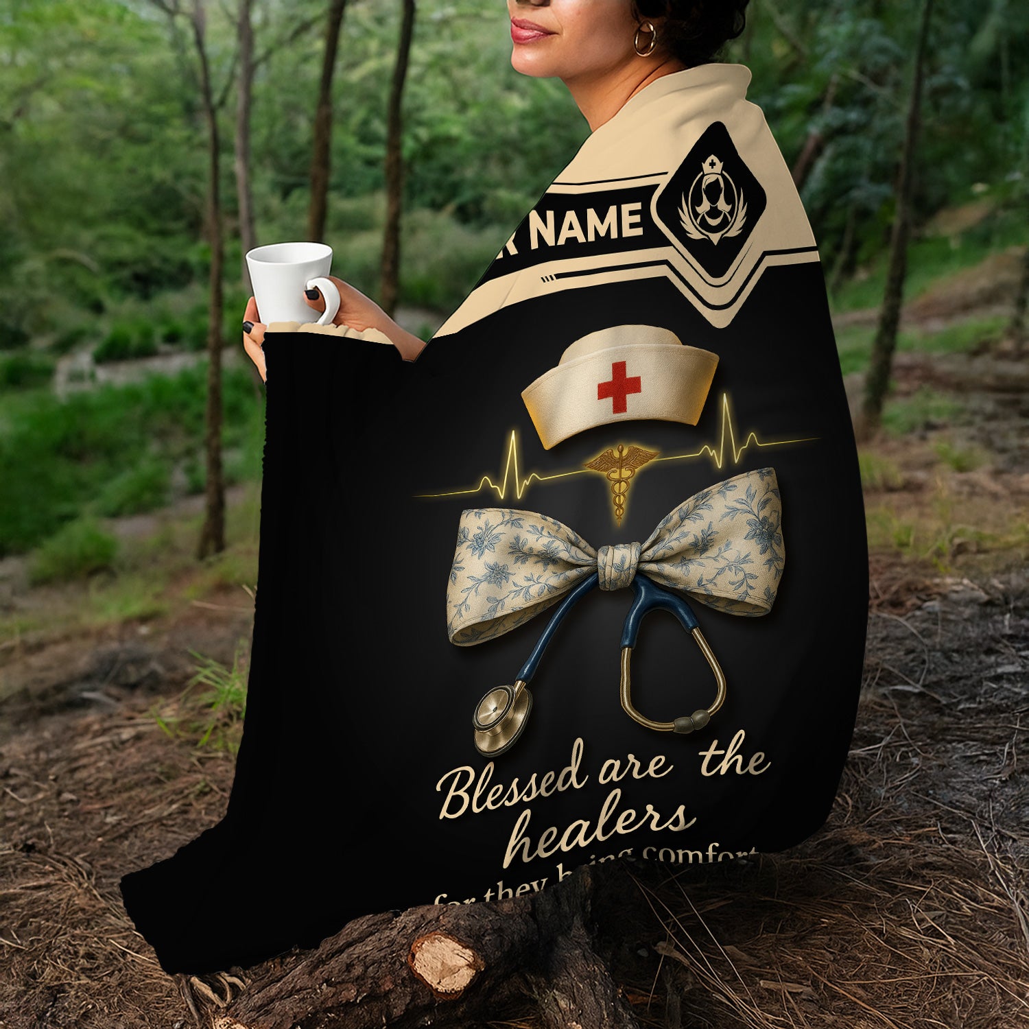 Personalized Nurse Blanket - Funny Happy Pill Design Throw - Gift for Women RN CNA LPN