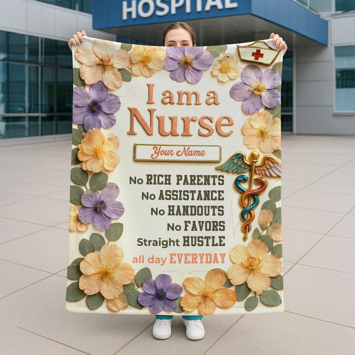 Custom Nurse Blanket for RN CNA LPN - Personalized Gift for Strong Women in Healthcare - Motivational Nurse Quote Blanket