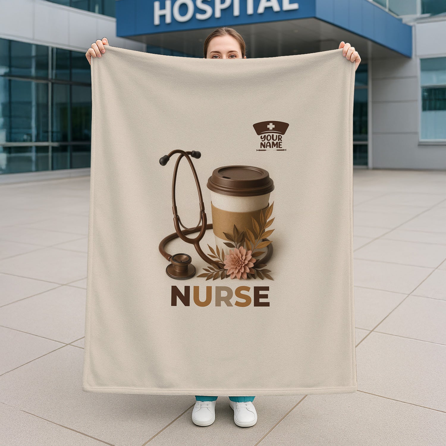 Nurse Life Coffee Lover Blanket - Soft Throw with Stethoscope Graphic - Great Gift for Healthcare Workers