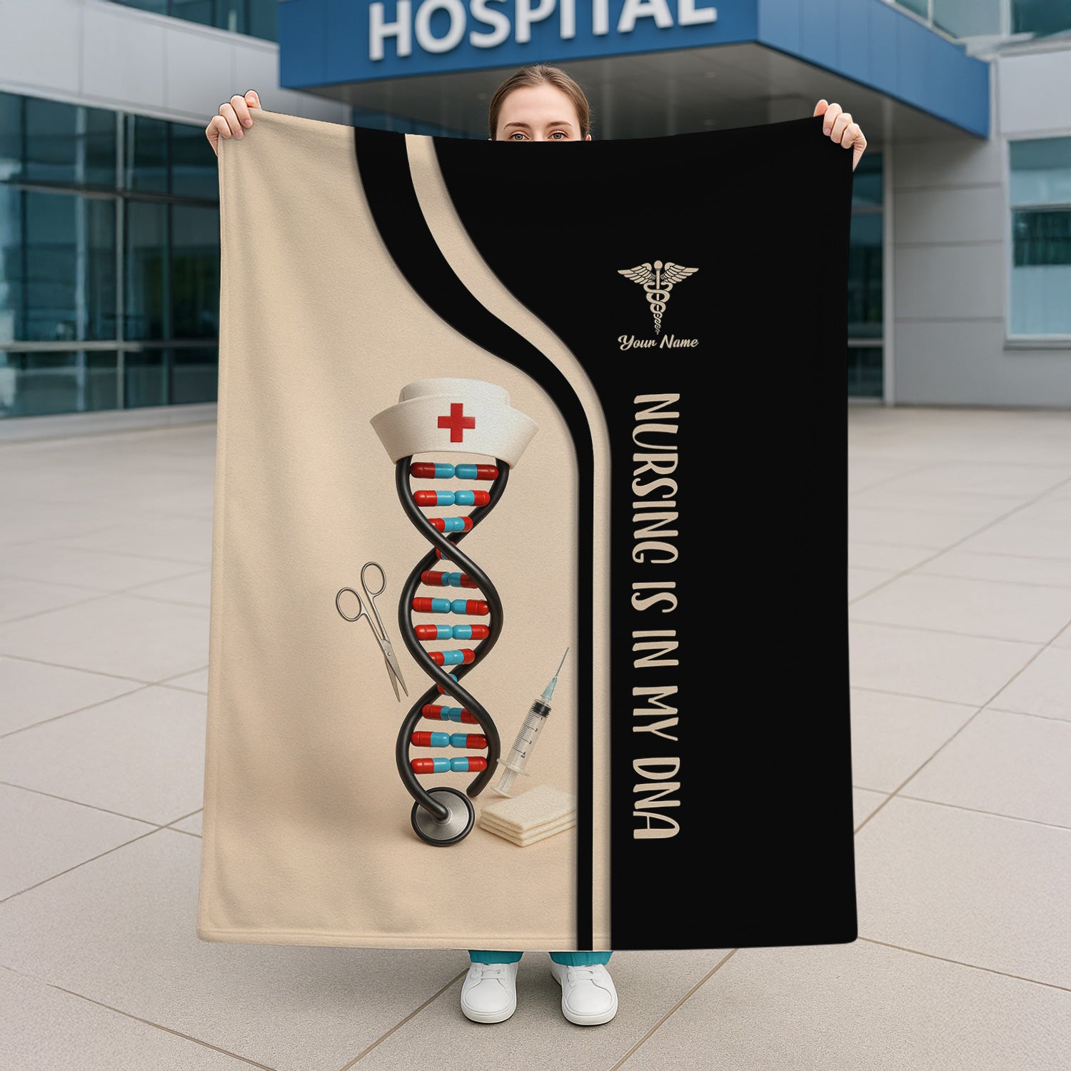 Nursing Is In My DNA Blanket - Personalized Nurse Blanket - Best Gifts For Nurses