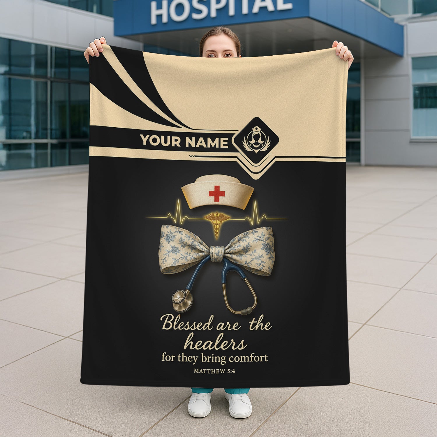 Personalized Nurse Blanket - Funny Happy Pill Design Throw - Gift for Women RN CNA LPN