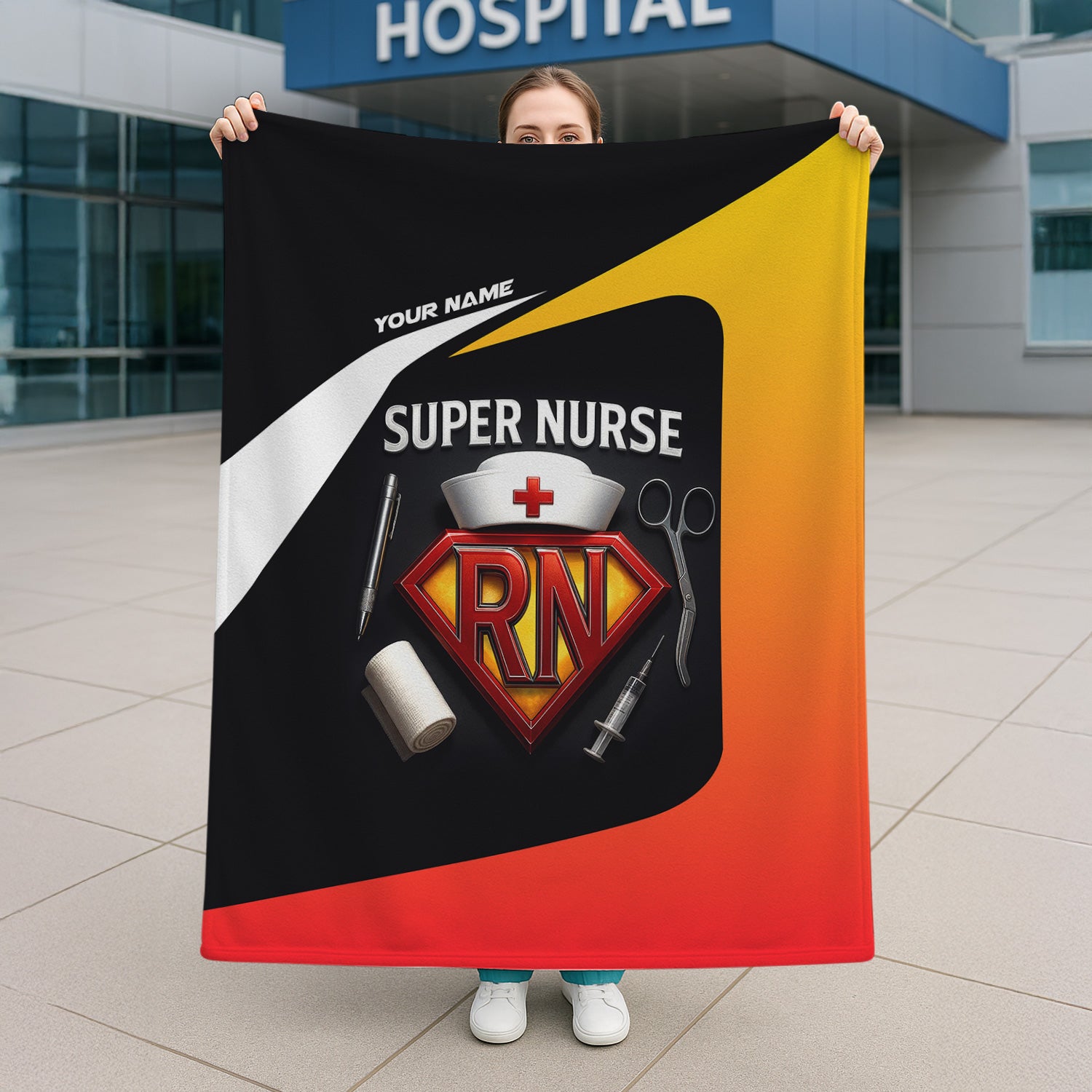 Personalized RN Nurse Blanket - Super Hero Nurse Gift Idea - Nurse Appreciation Throw Blanket