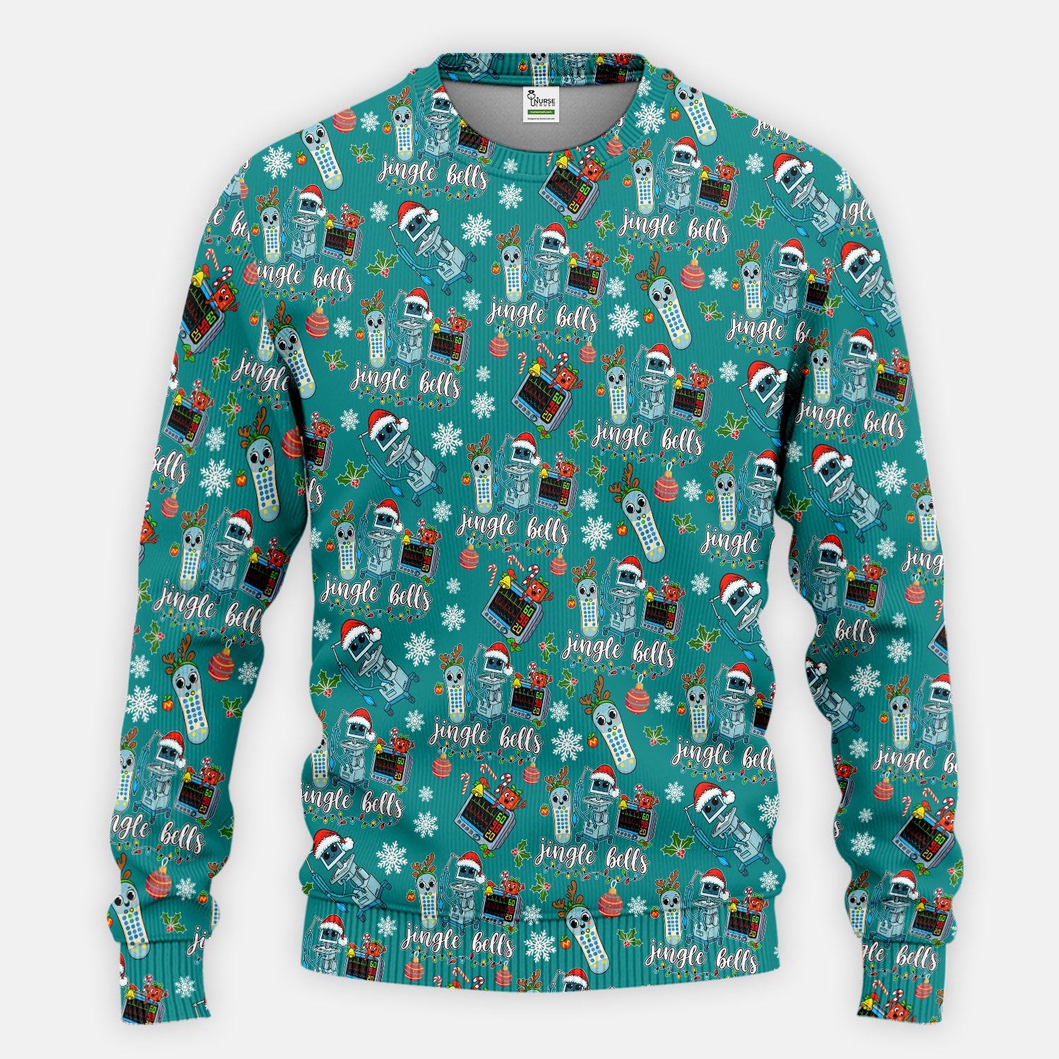 Christmas Women's Scrub Sets - Funny Jingle Bells Holiday Med Uniform - Merry Xmas Scrub Pants and V Neck Top