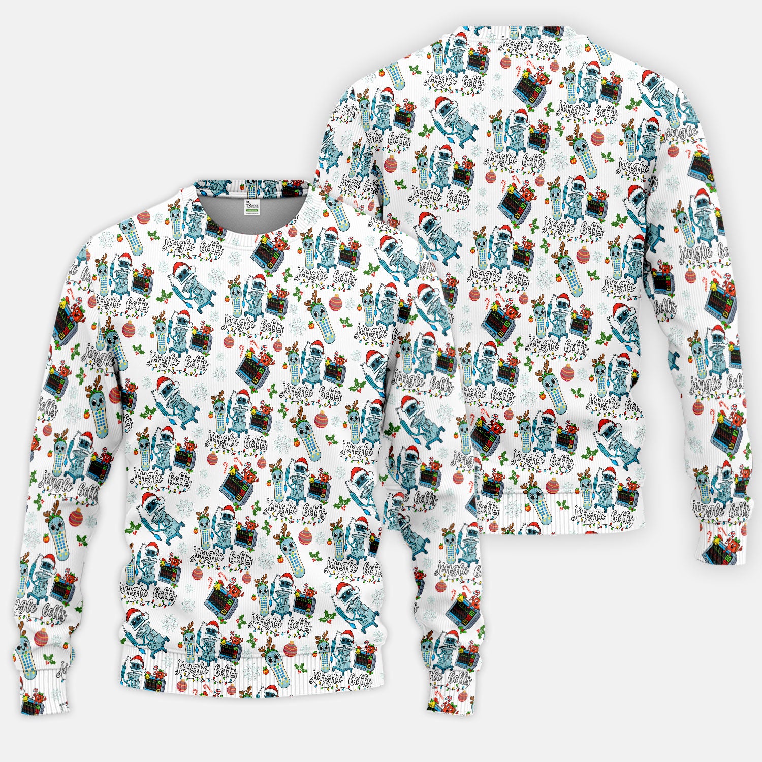 Christmas Women's Scrub Sets - Funny Jingle Bells Holiday Med Uniform - Merry Xmas Scrub Pants and V Neck Top