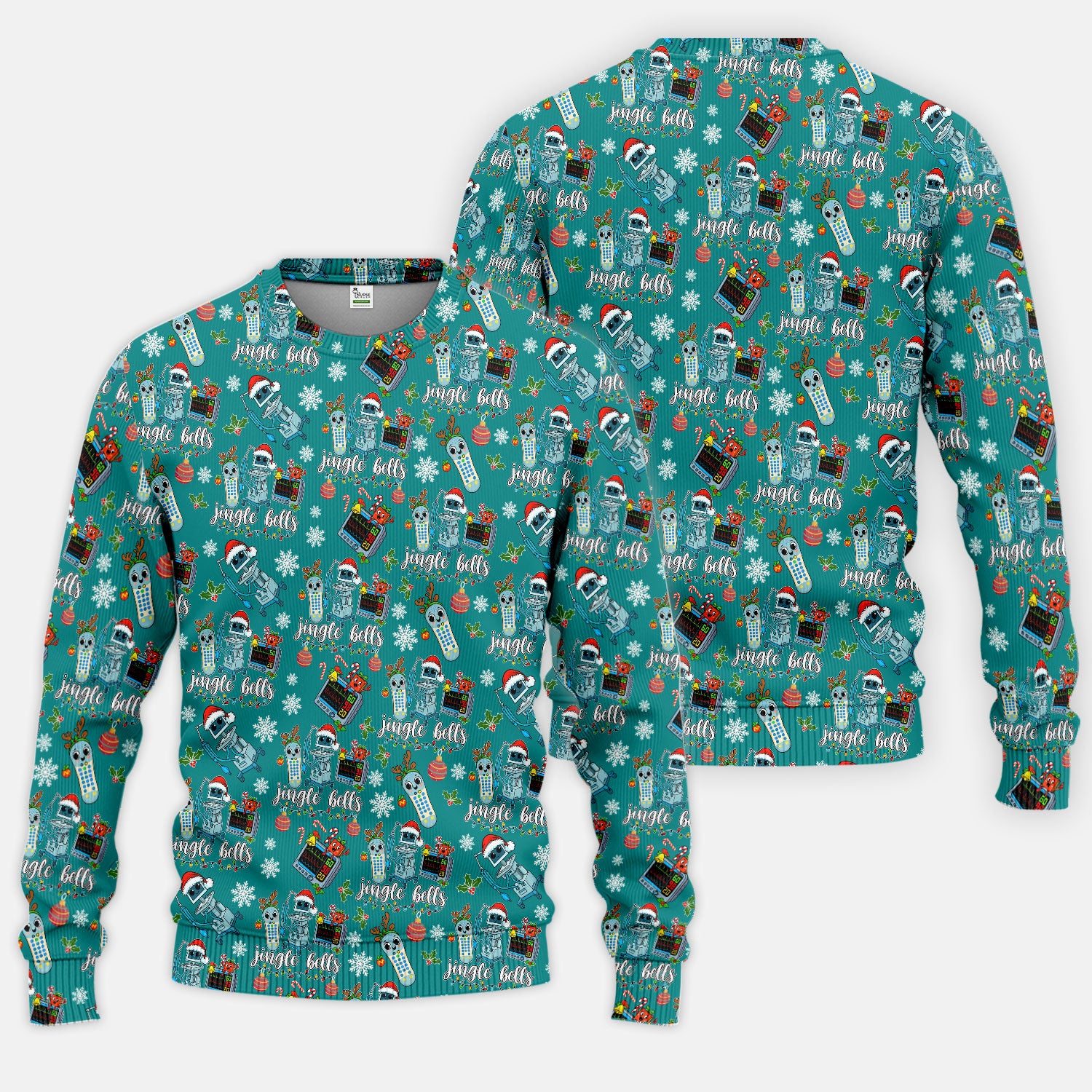 Christmas Women's Scrub Sets - Funny Jingle Bells Holiday Med Uniform - Merry Xmas Scrub Pants and V Neck Top